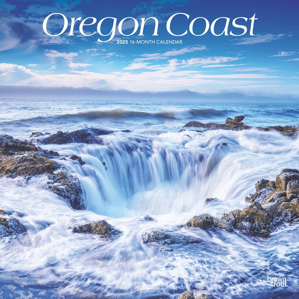Oregon Coast | 2025 12 x 24 Inch Monthly Square Wall Calendar | Plastic-Free | BrownTrout | USA United States of America Pacific West State Ocean Sea Nature