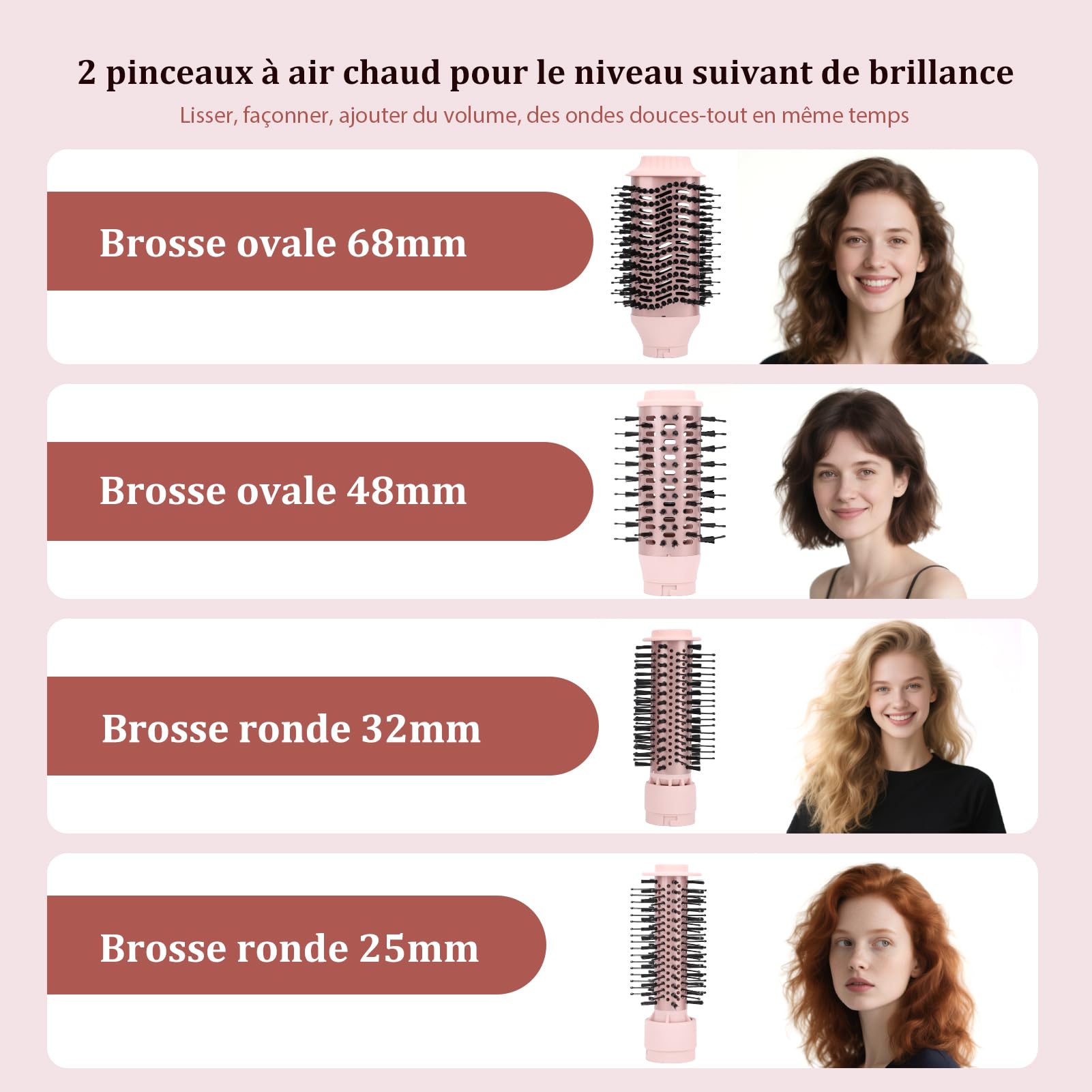 Sonew 9-en-1 Multi Hairstyler & Airstyler, 110 000 tr/min, Styler à Ions avec Sèche-Cheveux, Boucleur Automatique de 32 mm, Brosse Soufflante de 68 mm/48 mm/32 mm/25 mm, Brosse Lisseuse
