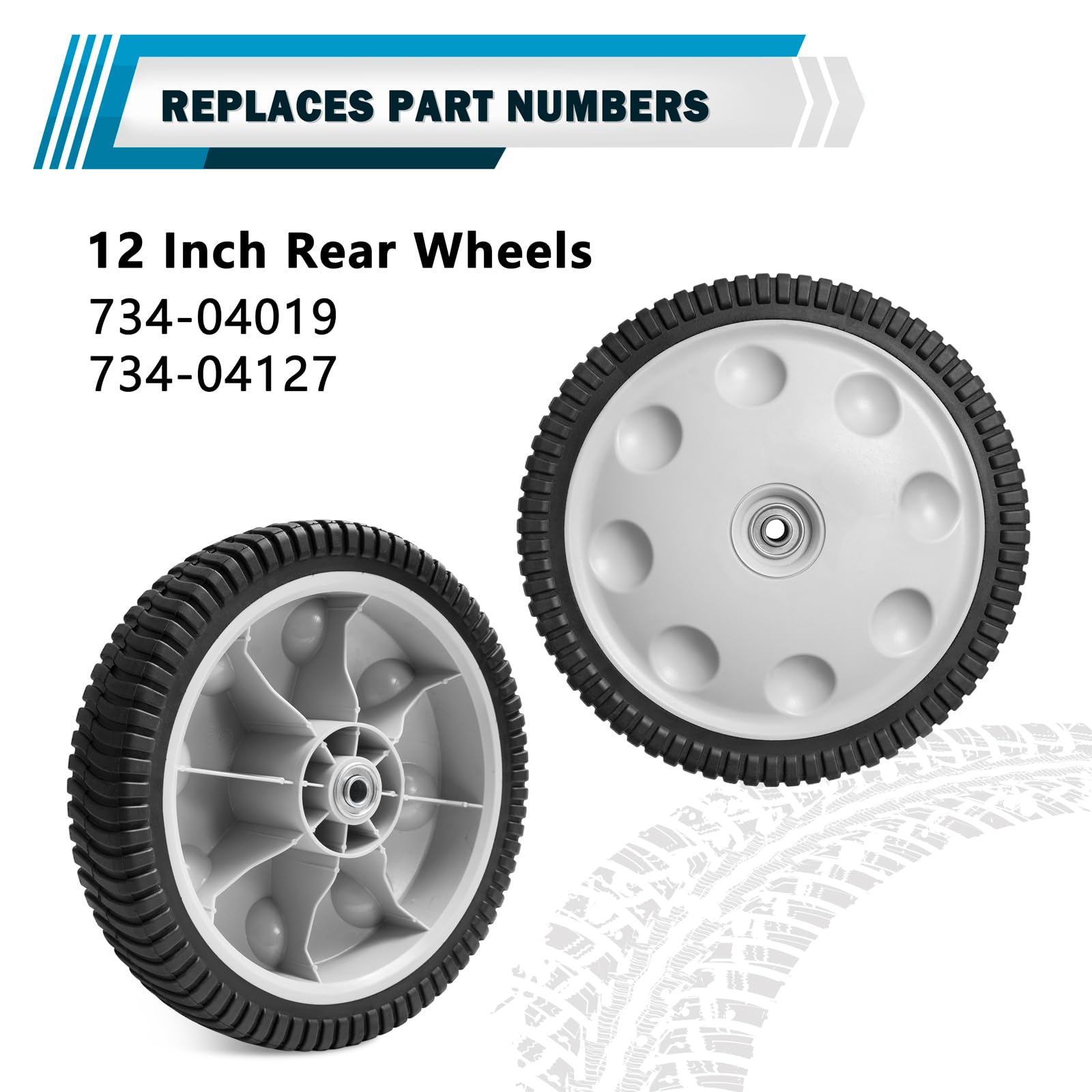 Rueda trasera de repuesto de 12 pulgadas 734-04019 para MTD 734-04127, rueda para cortadora de césped de 12" x 2.125" S-Wave, compatible con la mayoría de las cortadoras de césped manuales d