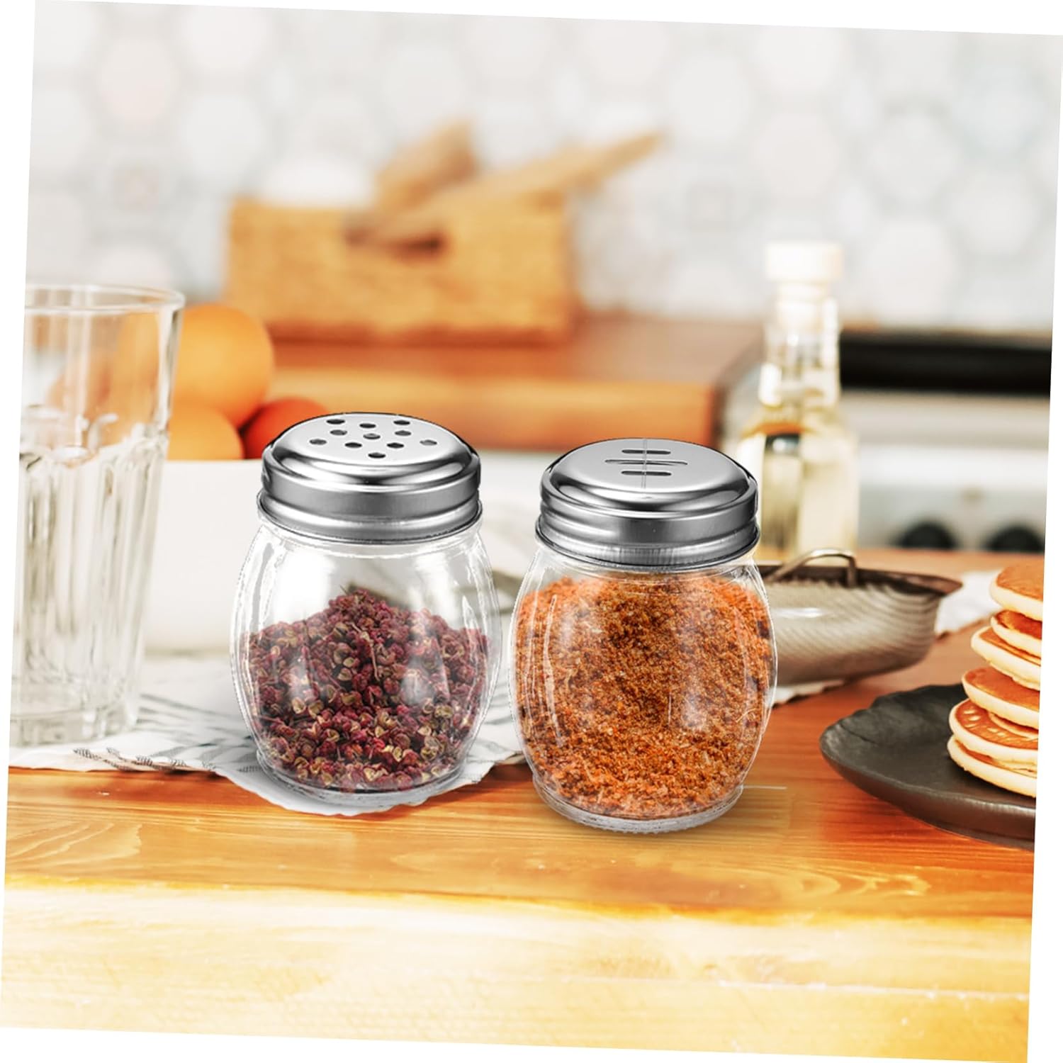 Mikinona 10pcs Glass Seasoning Jars Set Mini Spice Containers with Lids for Home Kitchen Bbq Camping for Storing Paprika Salt