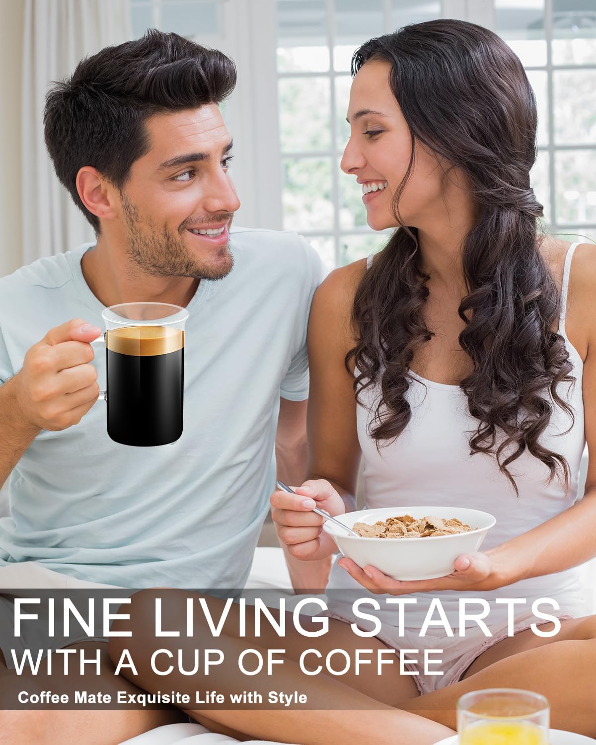 LUXU Glass Coffee Tea Cups(Set of 4)-13 oz,Clear Glass Mugs,Tall Drinking Glasses for Cappuccino,Latte,Espresso,Lead-free Drinking Glasses Great for Juice,Water,Beer,Milk Hot And Cold Drinks - Image 4