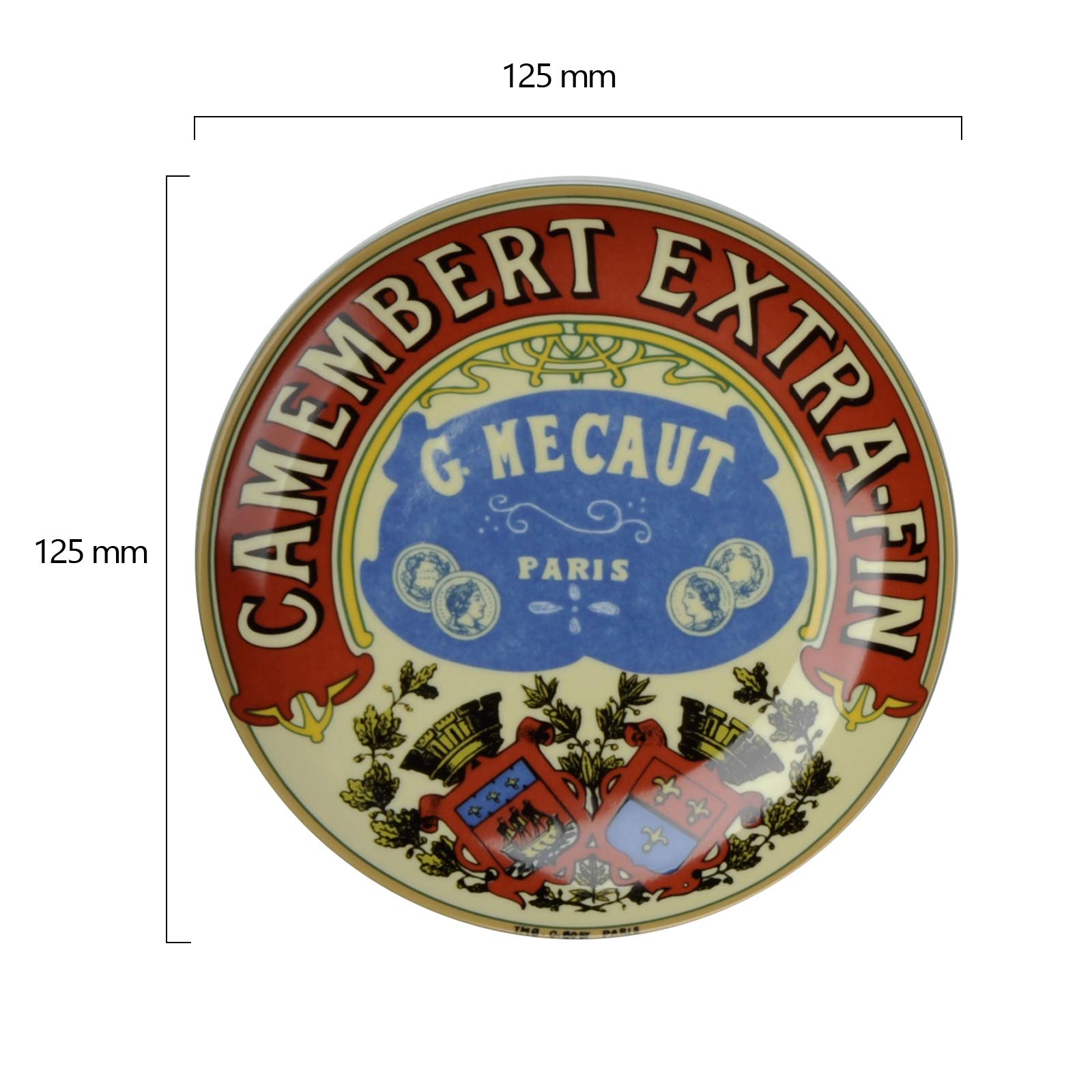 BIA Lot de 4 Assiettes à Fromage Camembert Classiques 12,5 cm de diamètre Coffret Cadeau
