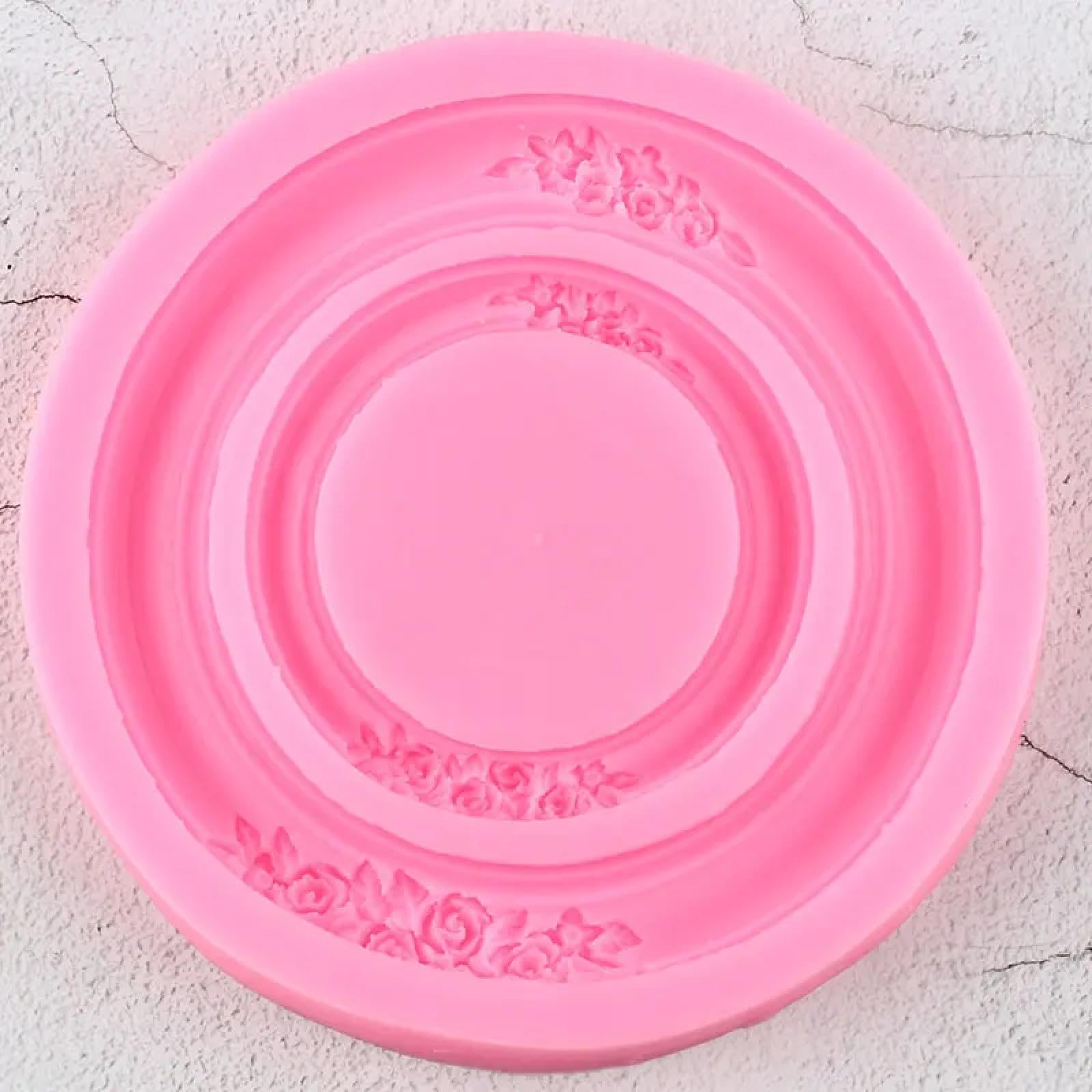 Moldes de silicona para manualidades, molde de chocolate, 12,8 x 12,8 cm, redondo, guirnalda de flores, moldes de silicona, moldes de silicona para decoración de tartas de boda, decoración de