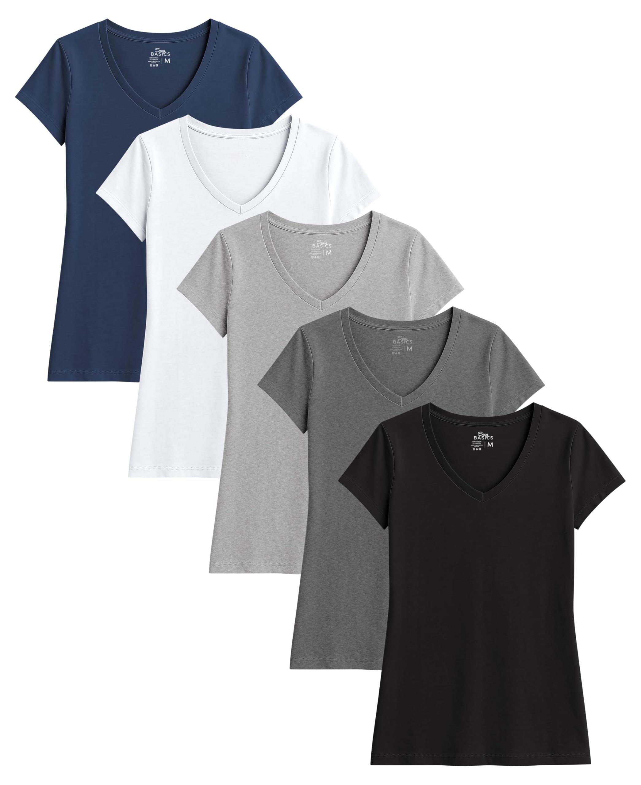 Sexy Basics Damen Shirt T-Shirt (5er Pack)