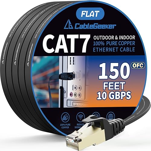 Cable blindado Cat 7 para conexión de Ethernet (cable de la más alta velocidad), plano, tiene un conector RJ45 a prueba de enganche, para módem,