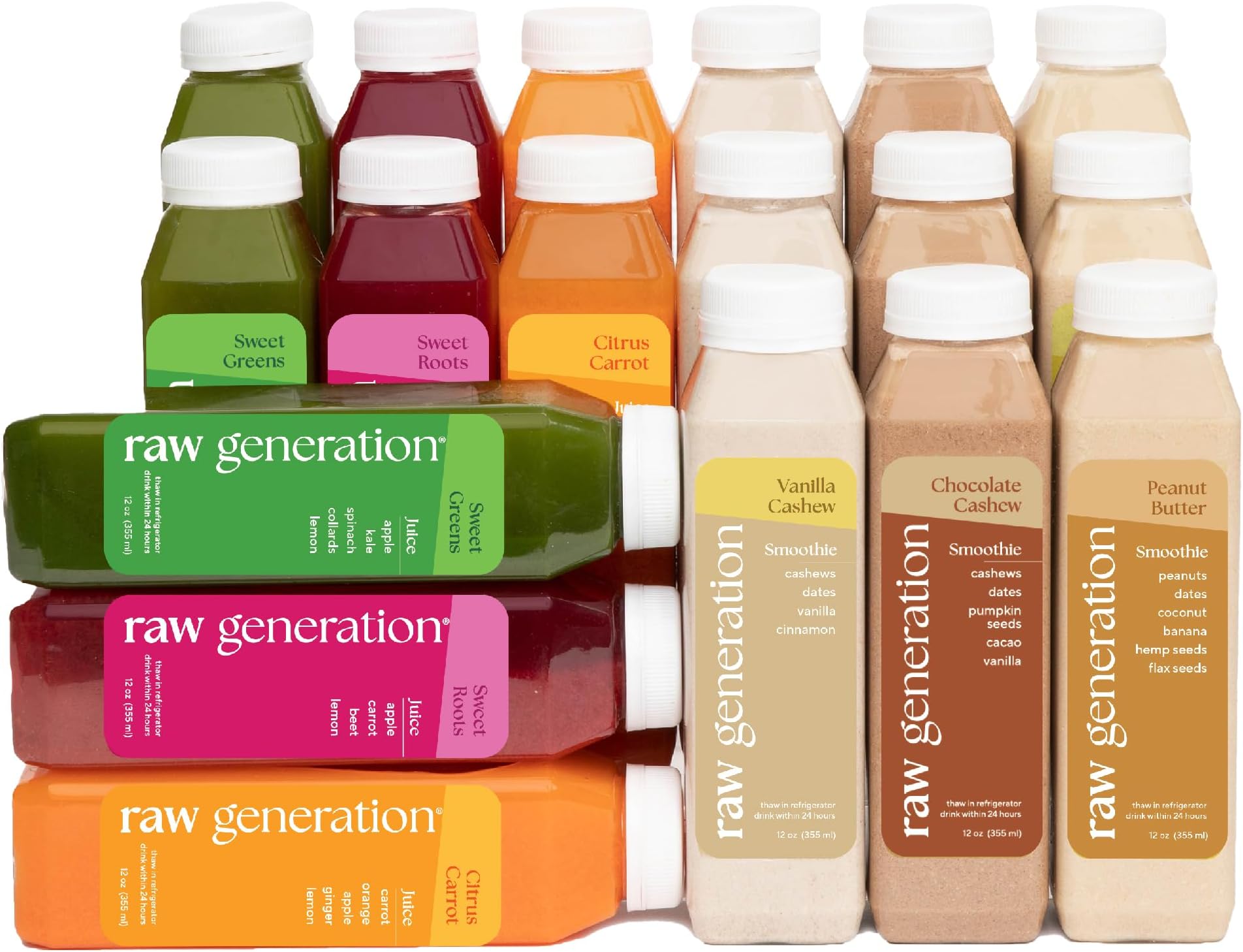 Raw Generation Protein Juice Cleanse (3-Day) – Juice & Smoothie Cleanse for Lean Muscle and Weight Loss | Workout Support, Reduced Bloating & Energy Boost