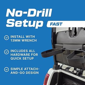 Evolution D5 Ranger & D5 Maverick Golf Bag Holder Bracket Attachment - No Drilling Assembly for 4 Passenger & 6 Passenger Carts - Durable Golf Bag Mount Compatible with Evolution Golf Carts | Black