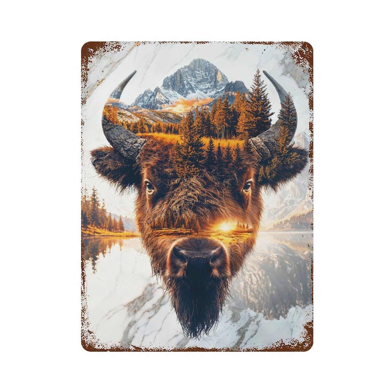 Distressed Metal Wall Sign Wild Spirit of The Prairie 15.7"x11.8", Vintage Wall Decor for Garage, Bar And Workshop Decor