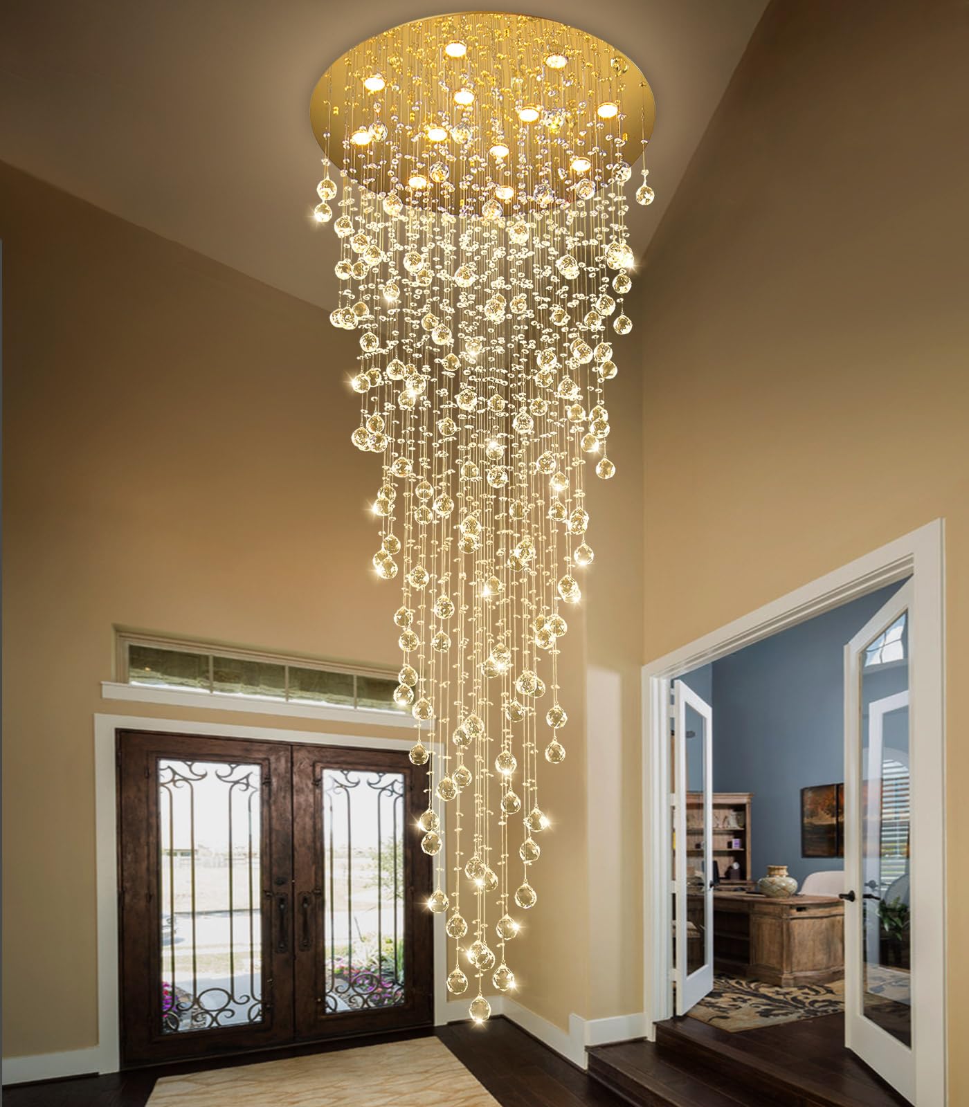 98'' Modern Crystal Chandelier for Entryway Raindrop Chandeliers