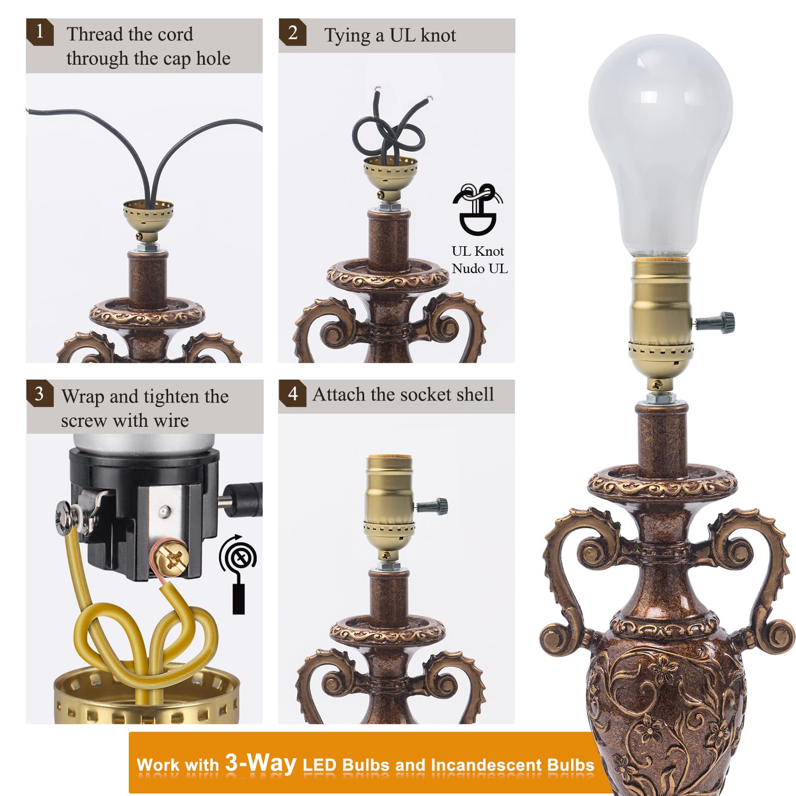 Snapklik.com : DiCUNO UL Listed 3-Way Lamp Socket Replacement, E26 ...