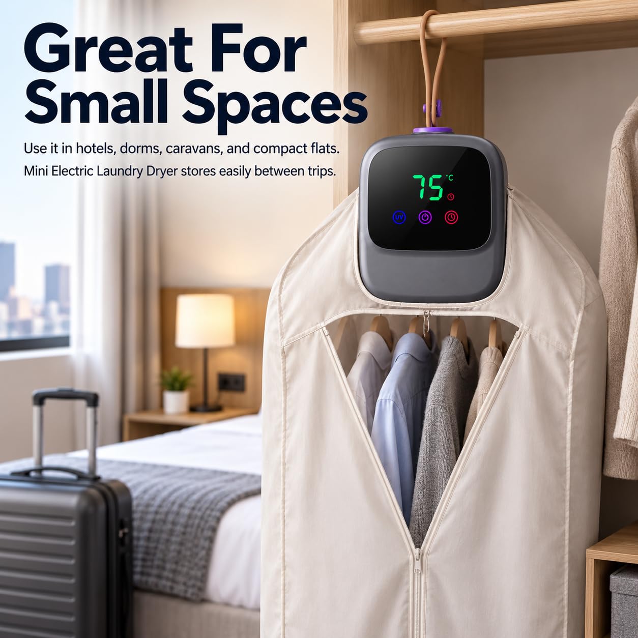 Secadora de ropa portátil, flujo de aire de doble ventilador de 450 W