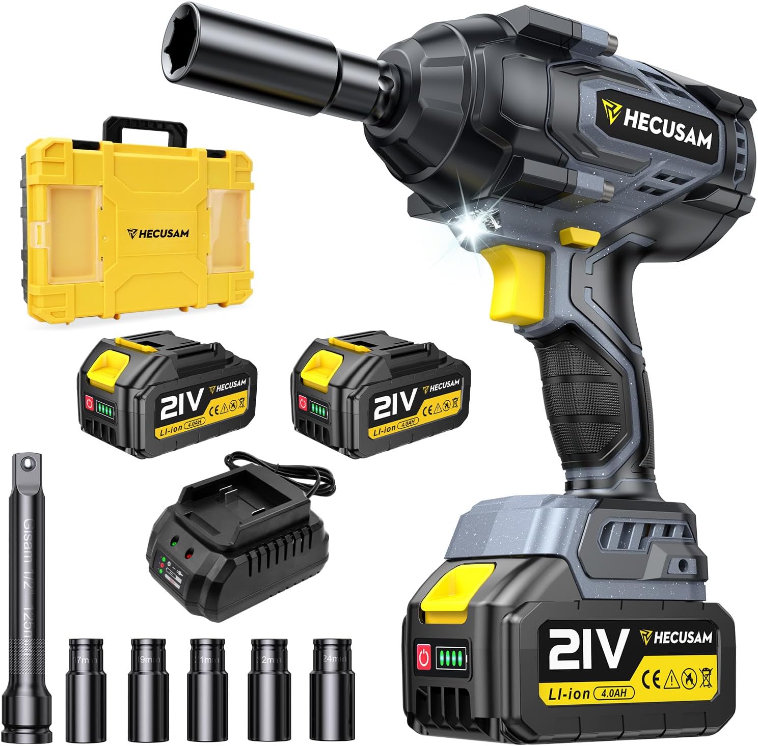 1328Ft-lbs 1/2" Cordless Impact Wrench, 1800N.m Brushless High Torque Impact Gun with 2x4.0Ah Batteries, 4-Speed Battery Powered Impact Wrench, Pistola de Impacto for Car Truck RV Mechanics Repair