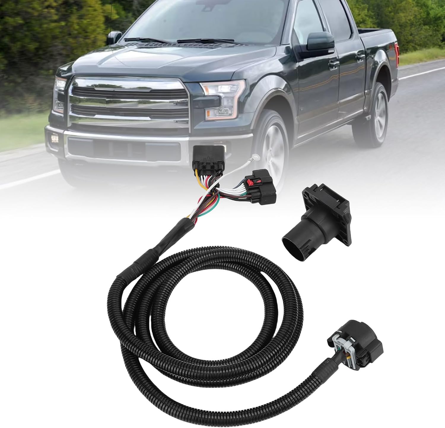 Eujgoov 7 Pin Trailer Wiring Harness Kit 7 Way Truck Wiring Socket for Tail Lights Brake Lights Electric Brakes RV Boat Trailer