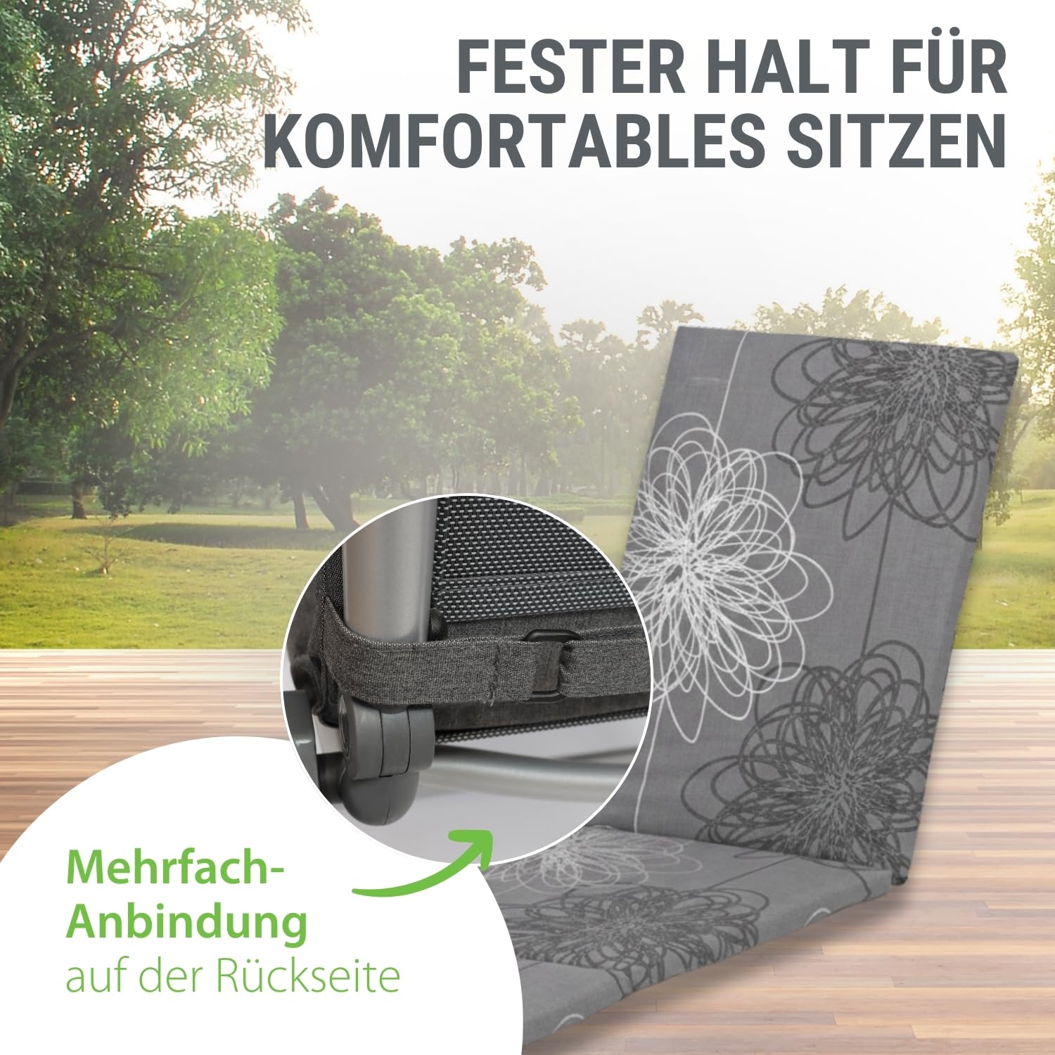 Auflage Liege Anthrazit Floral I Gartenliege Polster 200x60x4cm I KTH2 Liegenauflage weich & hautfreundlich I robuste Liege-Auflage I pflegeleichtes Liegekissen I Dessin 8519