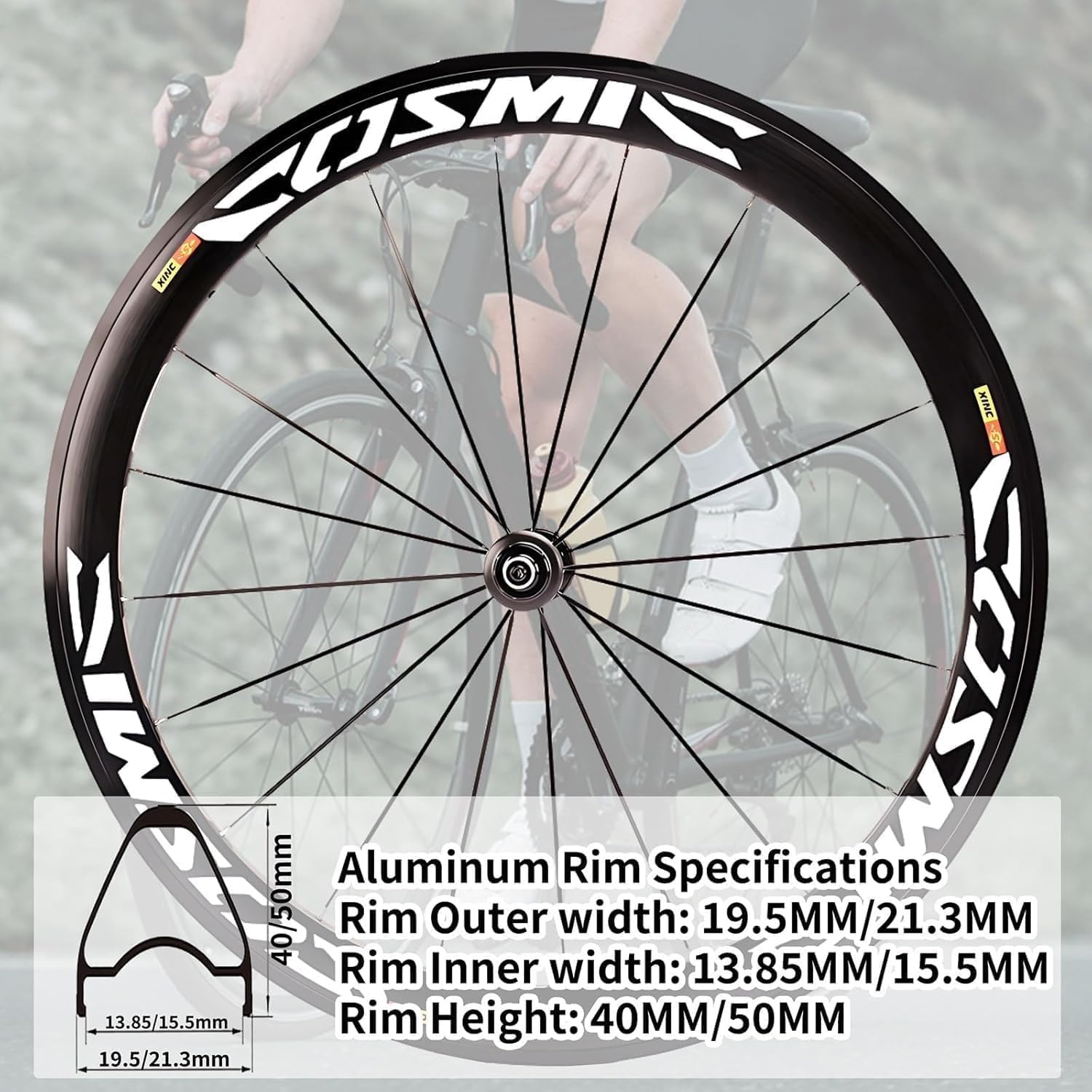 Set di Ruote per Bici da Strada 700C * 23C-25C-28C 40 / 50MM Cerchio Freno C/V in Lega di Alluminio Mozzo 20H A Sgancio Rapido per Set di Ruote 7 8 9 10 11 velocità