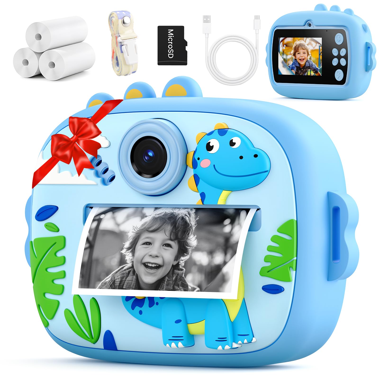 Cámara instantánea para niños, Camara Fotos Infantil instantanea Pantalla de 2,4 Pulgadas, Papel de impresión y Tarjeta de 32 GB, Juguete Regalo para niños y niñas de 3 a 14 años