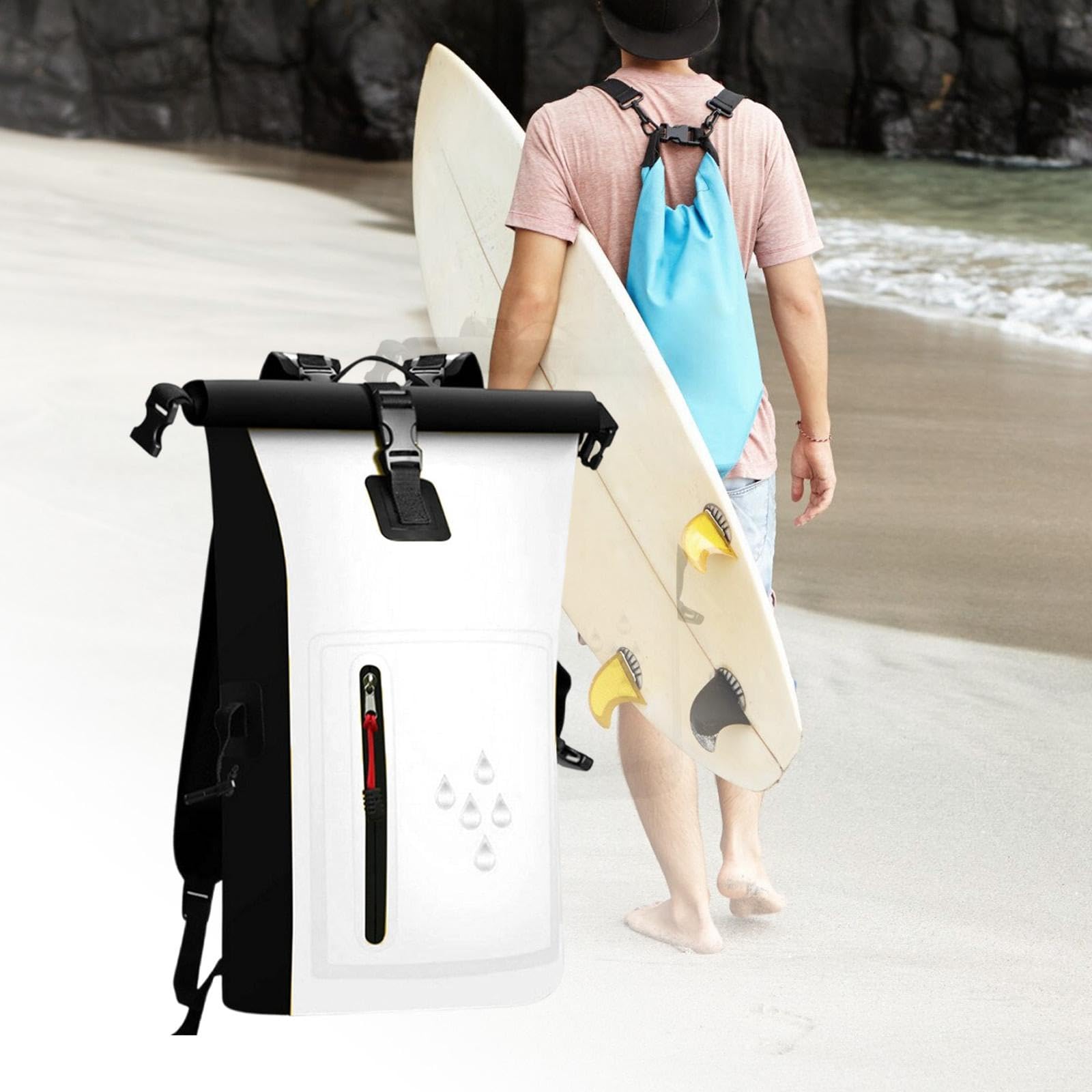 Qianly Wasserdichter Packsack/Kajakrucksack, 25 Liter, Wasserdichter Rucksack für Outdoor Camping