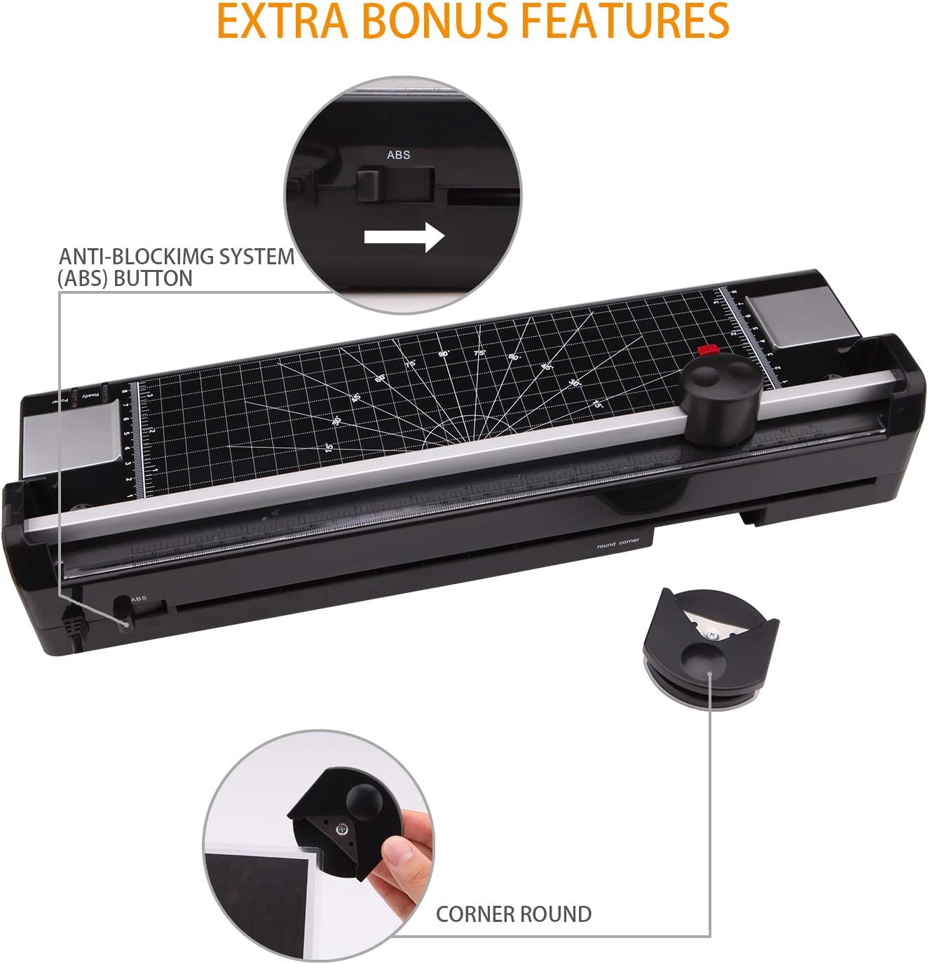 A3/A4/A6 Laminator Machine,Laminating Machine for Home Office School Use with 50 Pouches (3 mil) And Corner Rounder(Black)