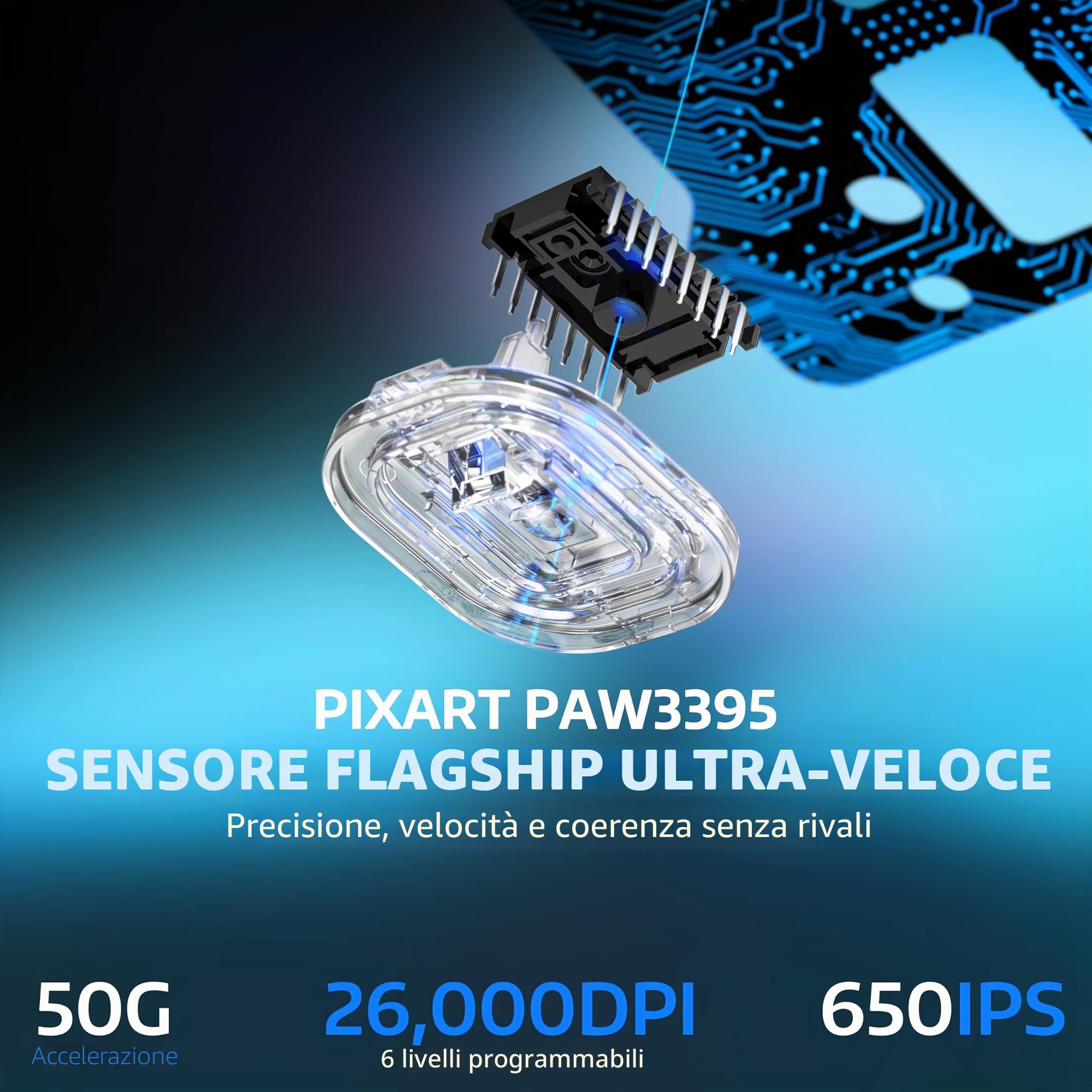 VGN GAMEPOWER ATTACK SHARK X6 SUPERLIGHT Mouse Gaming Wireless con Station di Carica, 49g Ultraleggero eSport Mouse da Gioco G502, 26000DPI, Sensore PixArt PAW3395, 2.4G/Bluetooth/Cablato, Nero