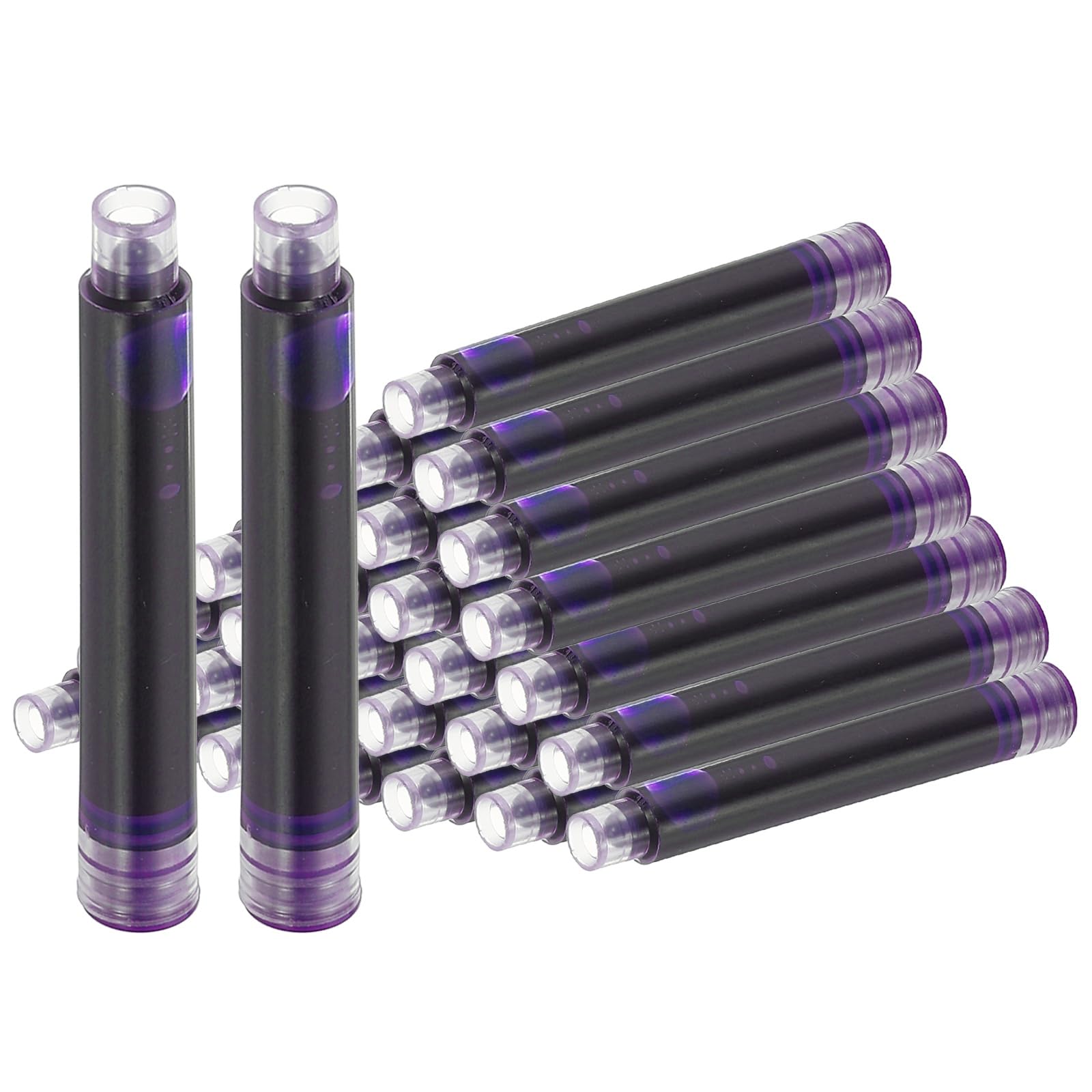 PATIKIL 30Pcs Fountain Pen Ink Cartridges, 3.4mm Bore Diameter Pen Ink Refill Standard International Refill Cartridges for Writing Business, Purple