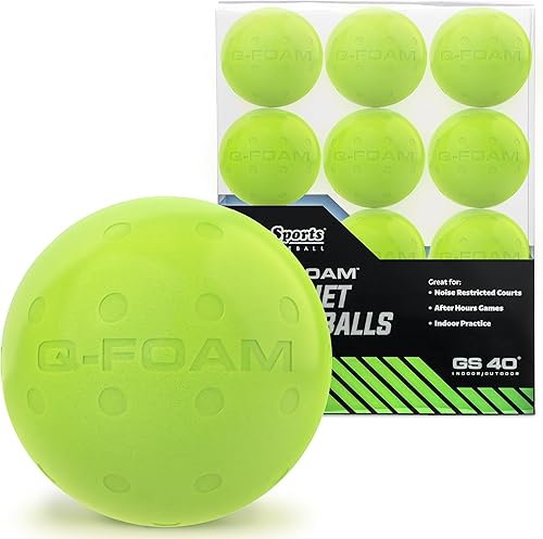 GoSports GS 40 Q-Foam Pickleballs - Pelotas de espuma silenciosas para práctica en interiores o exteriores - Paquete de 12