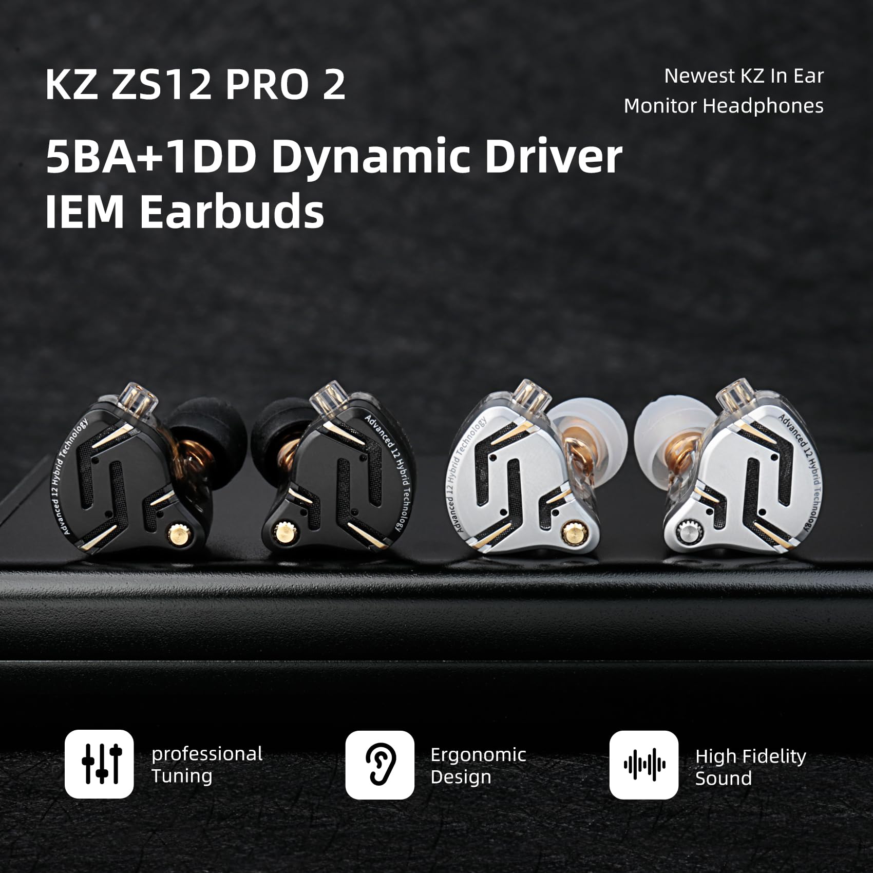 KZ ZS12 PRO Wired Earbuds for Gaming and HiFi - Dettaglio