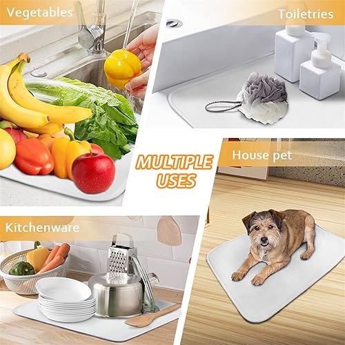 Miniatura 7 de Tapete de drenaje con diseño de mariposa para escurridor de platos, tapete de microfibra absorbente para secado de platos, almohadilla suave