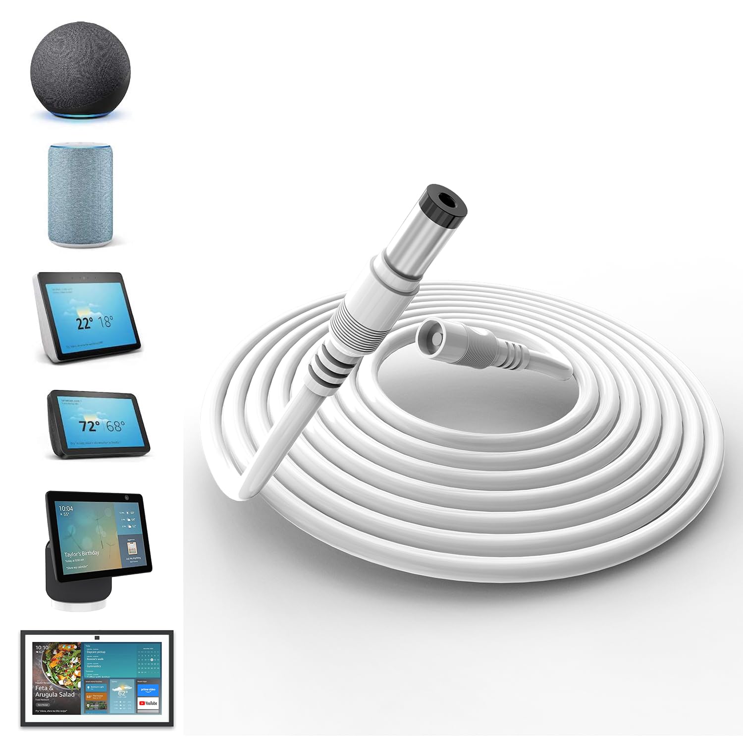 Amazon.com: Tonton 30W 10ft Echo Show Power Extension Cord Cable