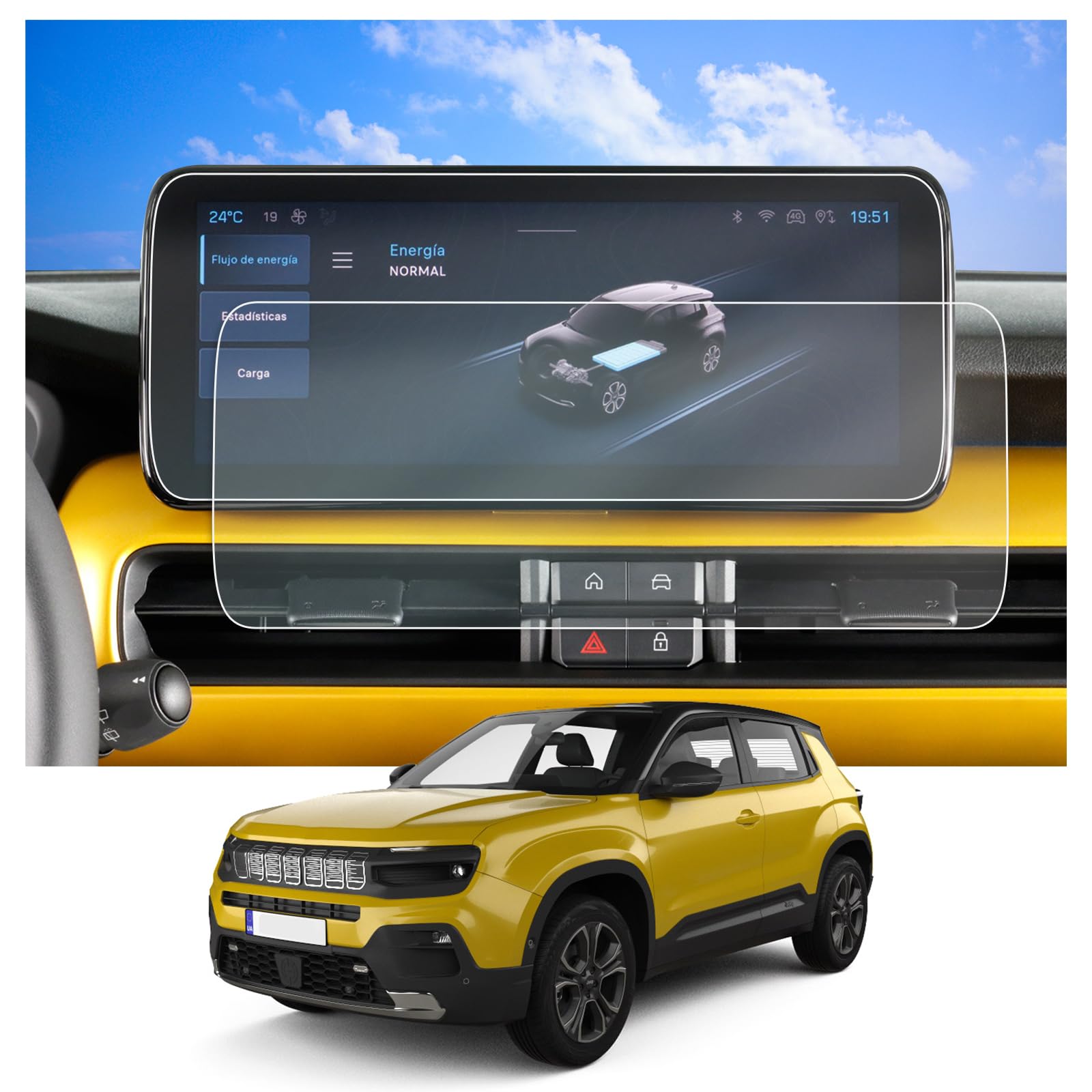 Pellicola Protettiva In Vetro Temperato Per Jeep Wrangler JL (2018+) - Schermo Navigazione 8,4 Pollici, HD Trasparente, Antigraffio - 3