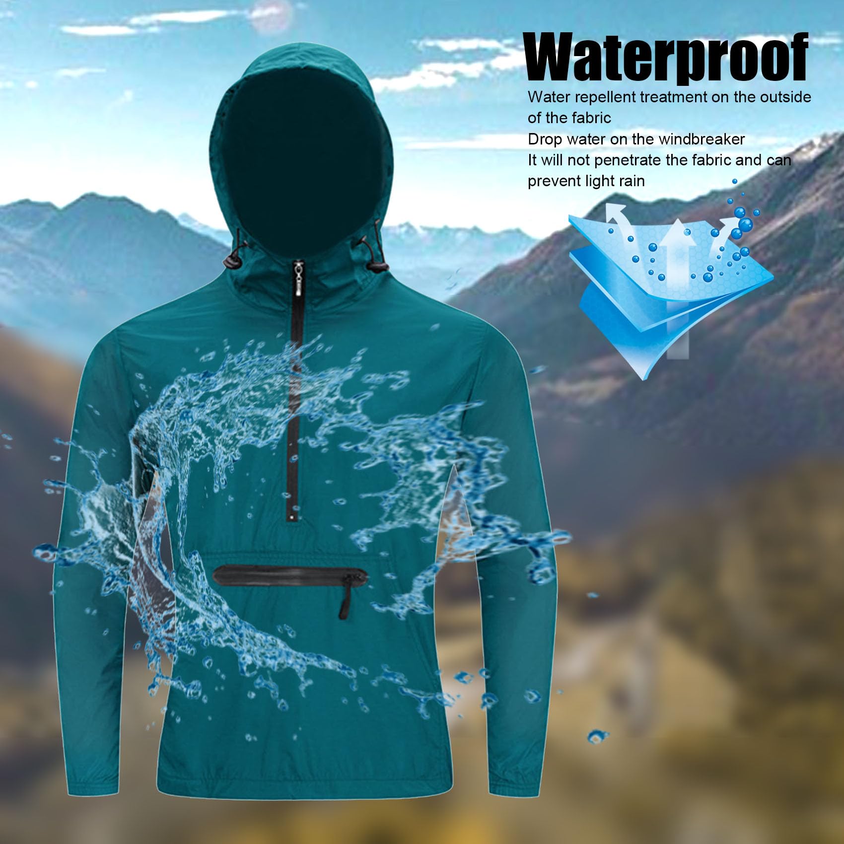 Chaqueta con capucha de ciclismo para hombre Chaquetas impermeables para la lluvia Jersey ligero Jersey para montar en bicicleta Ciclismo Running Top Ciclismo MTB Abrigo Ropa