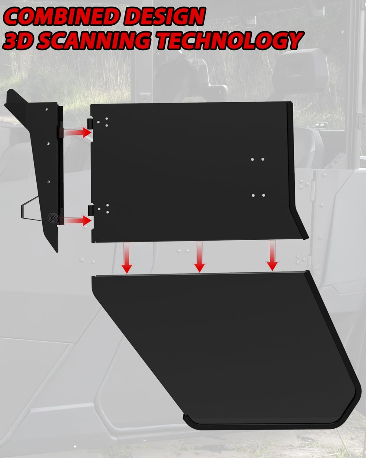 SAUTVS Aluminum Rear Half Door Inserts Panels Kit for Polaris Ranger Crew 1000/ Ranger Crew XP 1000 2018+ Accessories(One Pair)