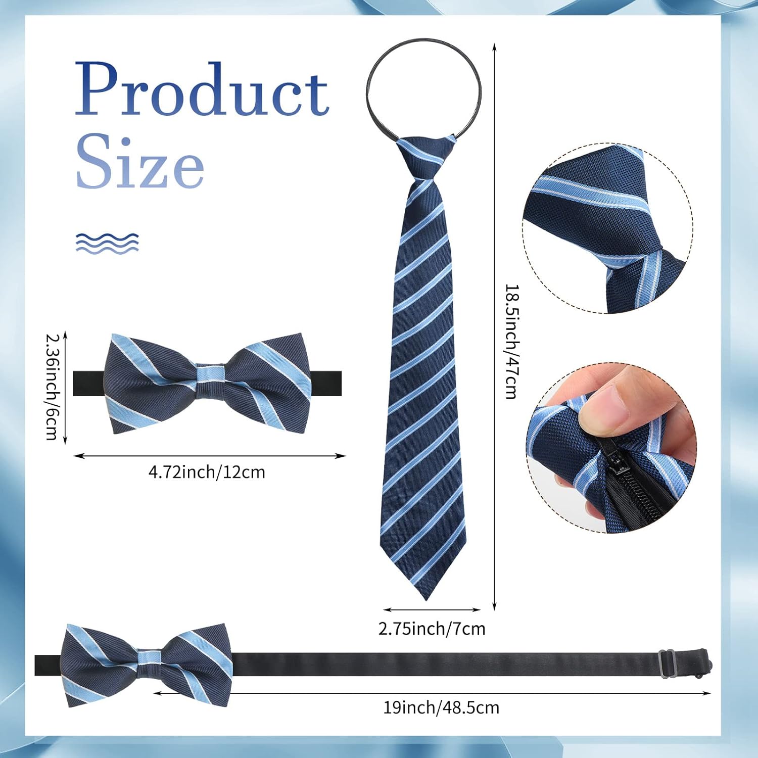 JaGely 32 Pack Elegant Pre-tied Bow Ties with 4 Pack Zipper Ties for Men Boys, Adjustable Bow Tie Classic Zipper Neck Tie Neck Band Set Gift Idea for Business Wedding Birthday Party