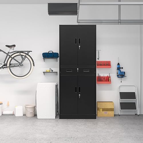 Miniatura 41 de CMY Armario de almacenamiento de metal con dos cajones, gabinetes de acero de 36 pulgadas de alto con estante ajustable, armario de almacenamiento