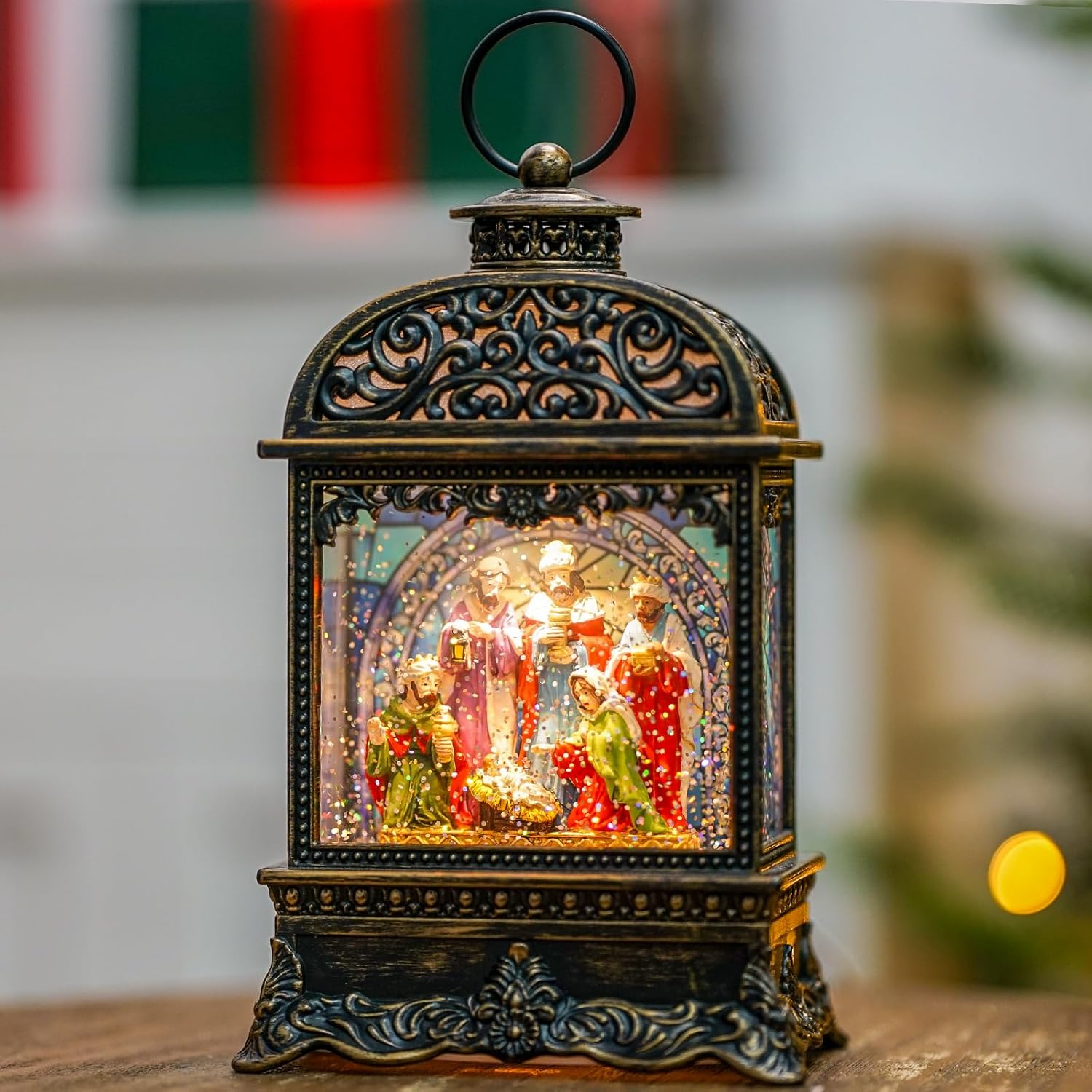 Christmas Snow Globes, Manger Snowflake Ball Adoration of The Magi Nativity Scene, Silent Night Music Water Lantern, Holiday Decorations Gifts for Family, Children or Friends