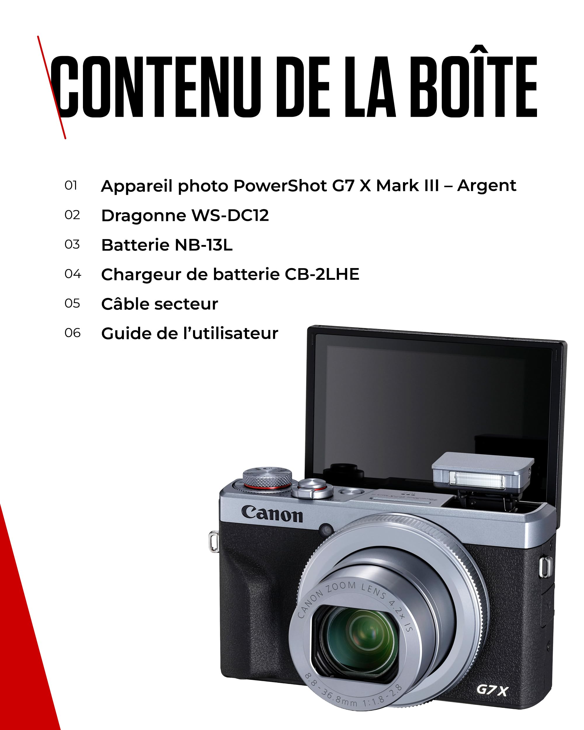 Canon PowerShot G7 X Mark III Argent Appareil Photo Numérique 1 Pouce 4K Wi-Fi Bluetooth Vlog