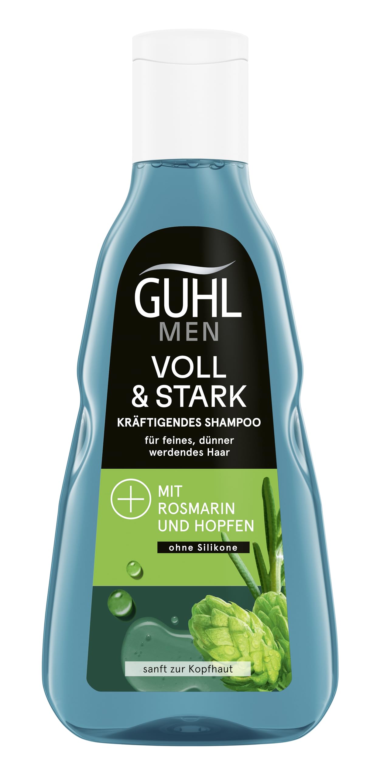Guhl Men Voll & Stark Shampoo - Inhalt: 250 ml - Haartyp: dünn, fein, normal, blue