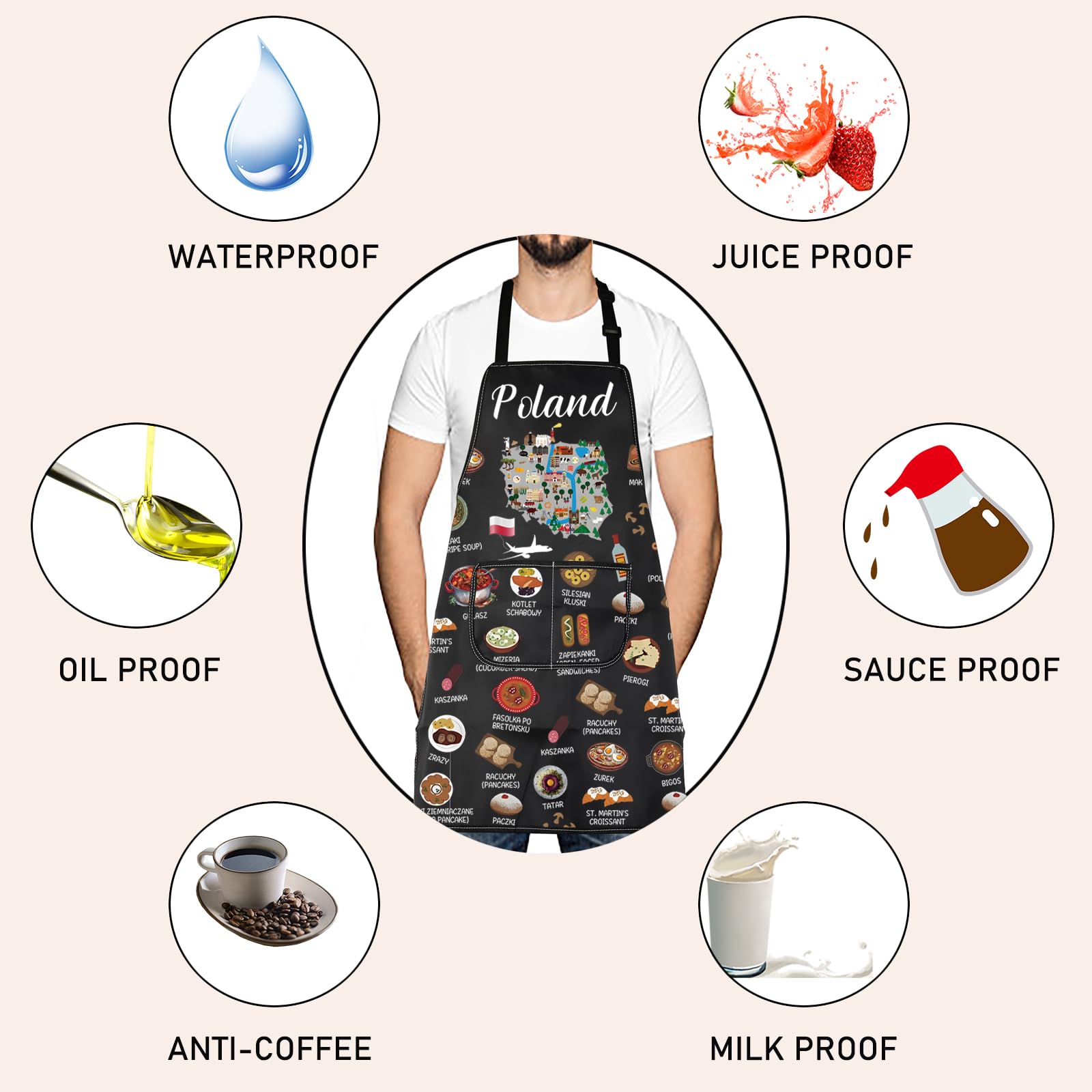 Poland Country Map Europe Cuisine Lover Kitchen Apron Mom Dad BFF Polish Food Cooking Travel Apron