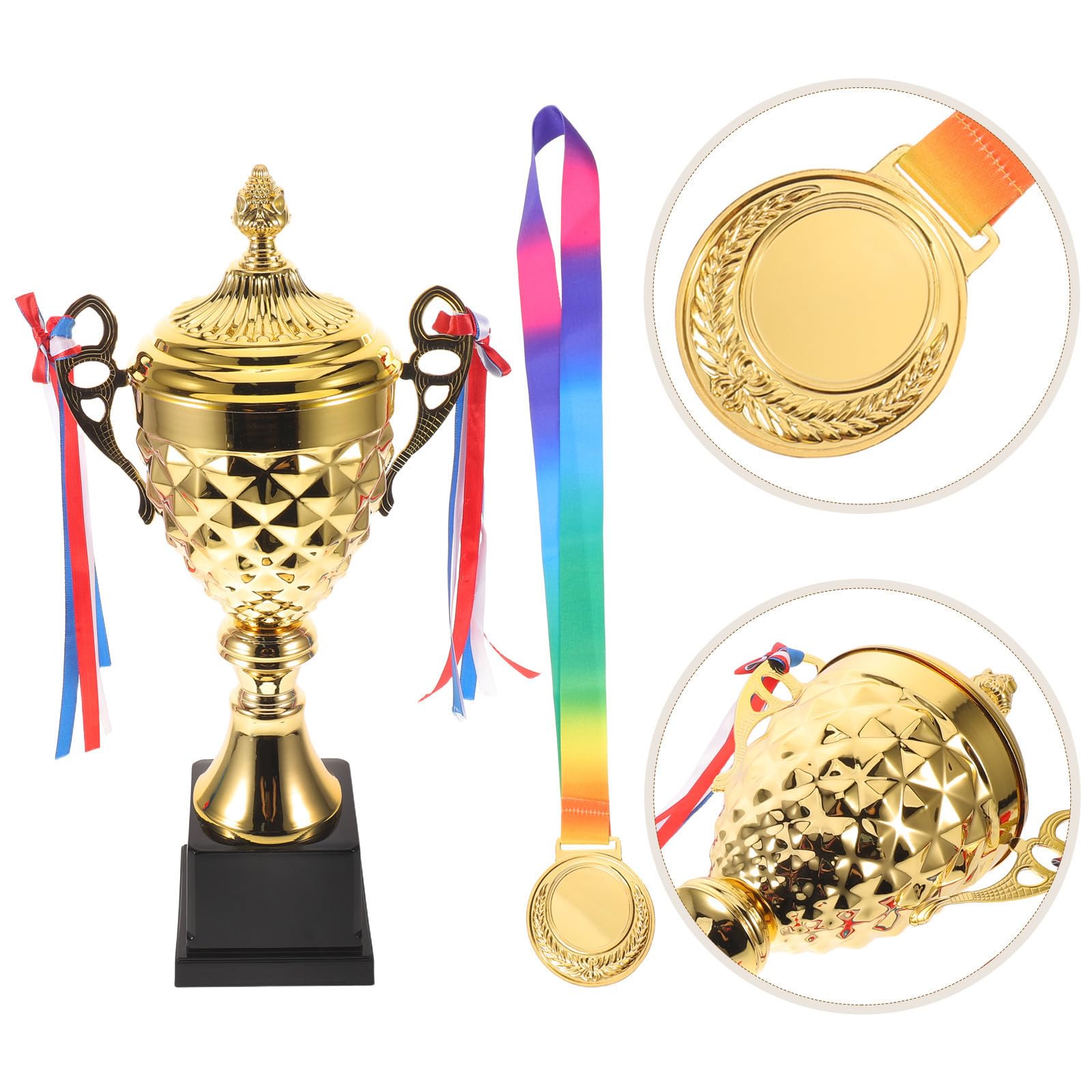 Sporttrophäe und Goldmedaille aus Metall mit Band 1 Satz für Sportliche Wettkämpfe und Zeremonien Elegante Auszeichnung