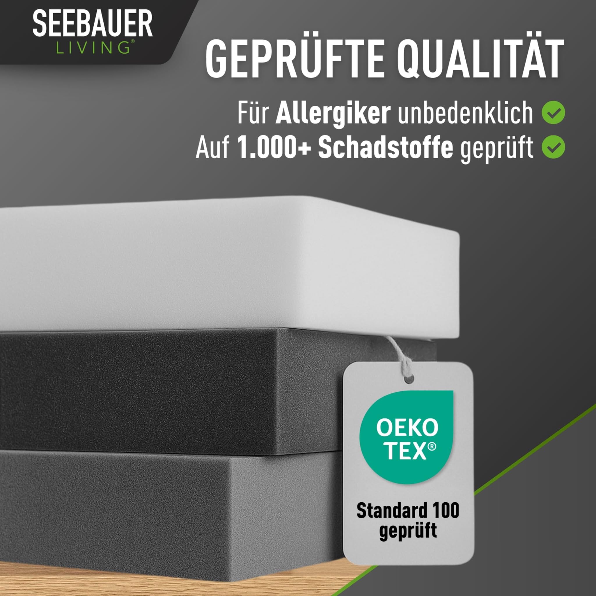 SEEBAUER Living Schaumstoff MEDIUM RG 35/40 (Mittelfest) 50 x 50 x 5 cm Schaumstoffplatte für Polster und Sitzkissen, Polsterschaumstoff als Zuschnitt für Sitzpolster