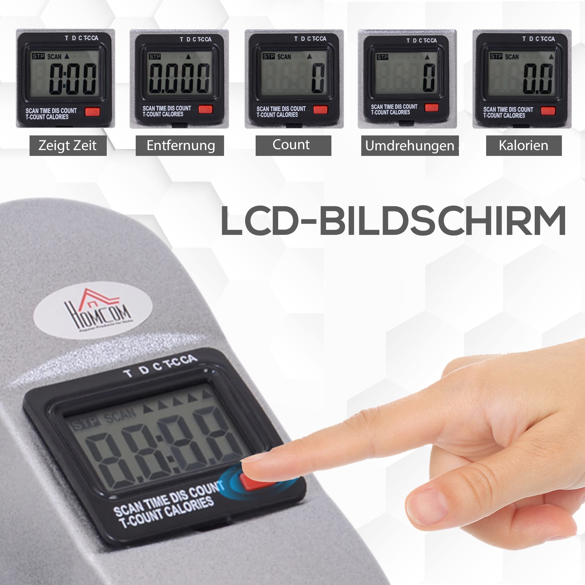 HOMCOM Mini Heimtrainer Arm-und Beintrainer Pedaltrainer für Senioren mit LCD-Display verstellbarer Widerstand Fitnessbike Hometrainer für Zuhause Heim Büro 35 x 40 x 31 cm