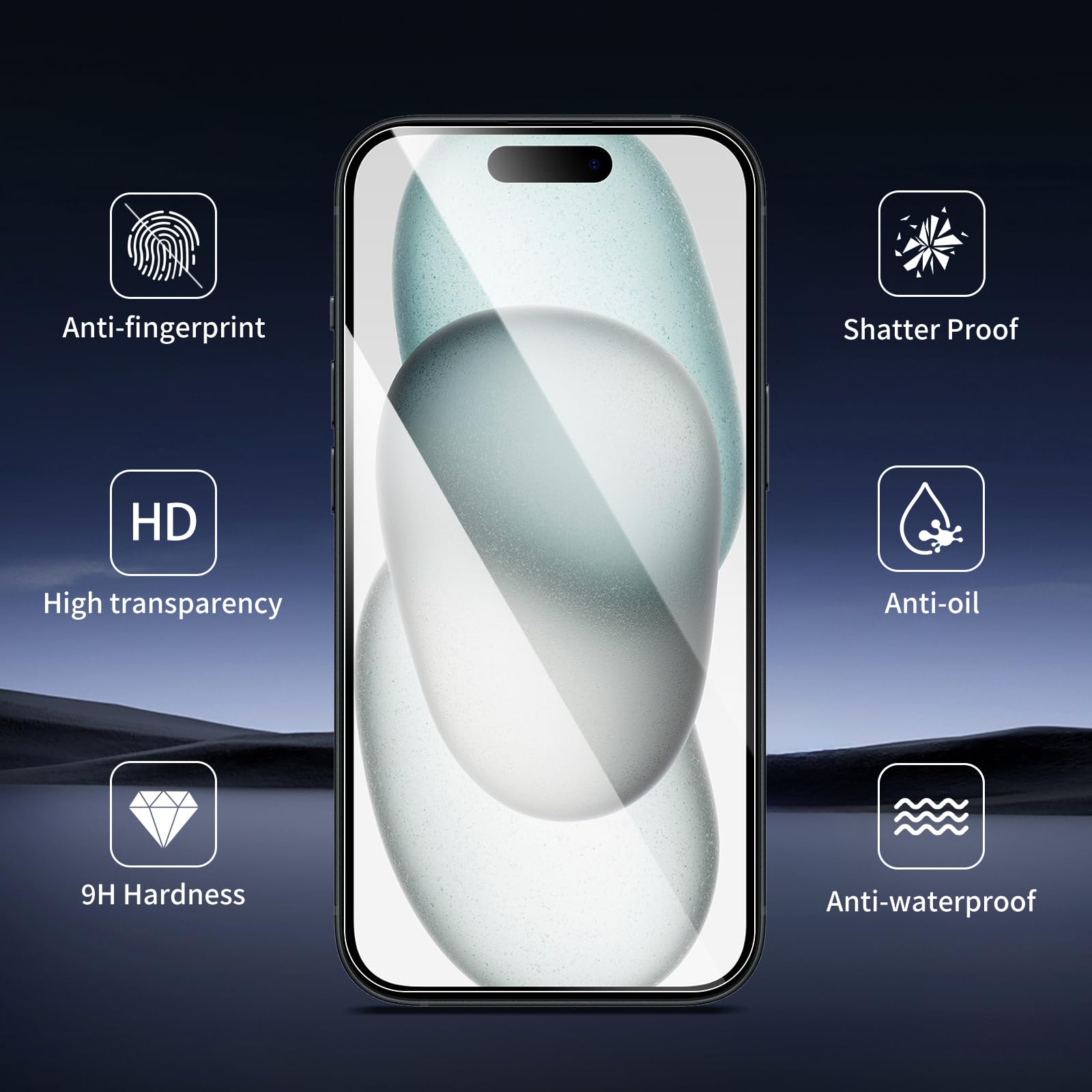 3+3 sztuki, folia ochronna ze szkła pancernego dla iPhone'a 15 z ochroną obiektywu kamery, HD folia ochronna na wyświetlacz, odporna na zarysowania, twardość 9H, bez pęcherzyków, kompatybilna