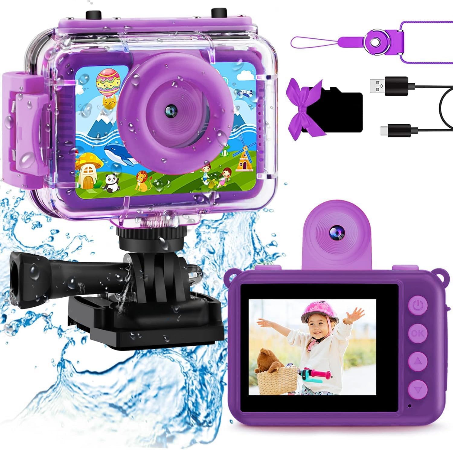 GKTZ Kids Waterproof Camera Underwater Camera Birthday