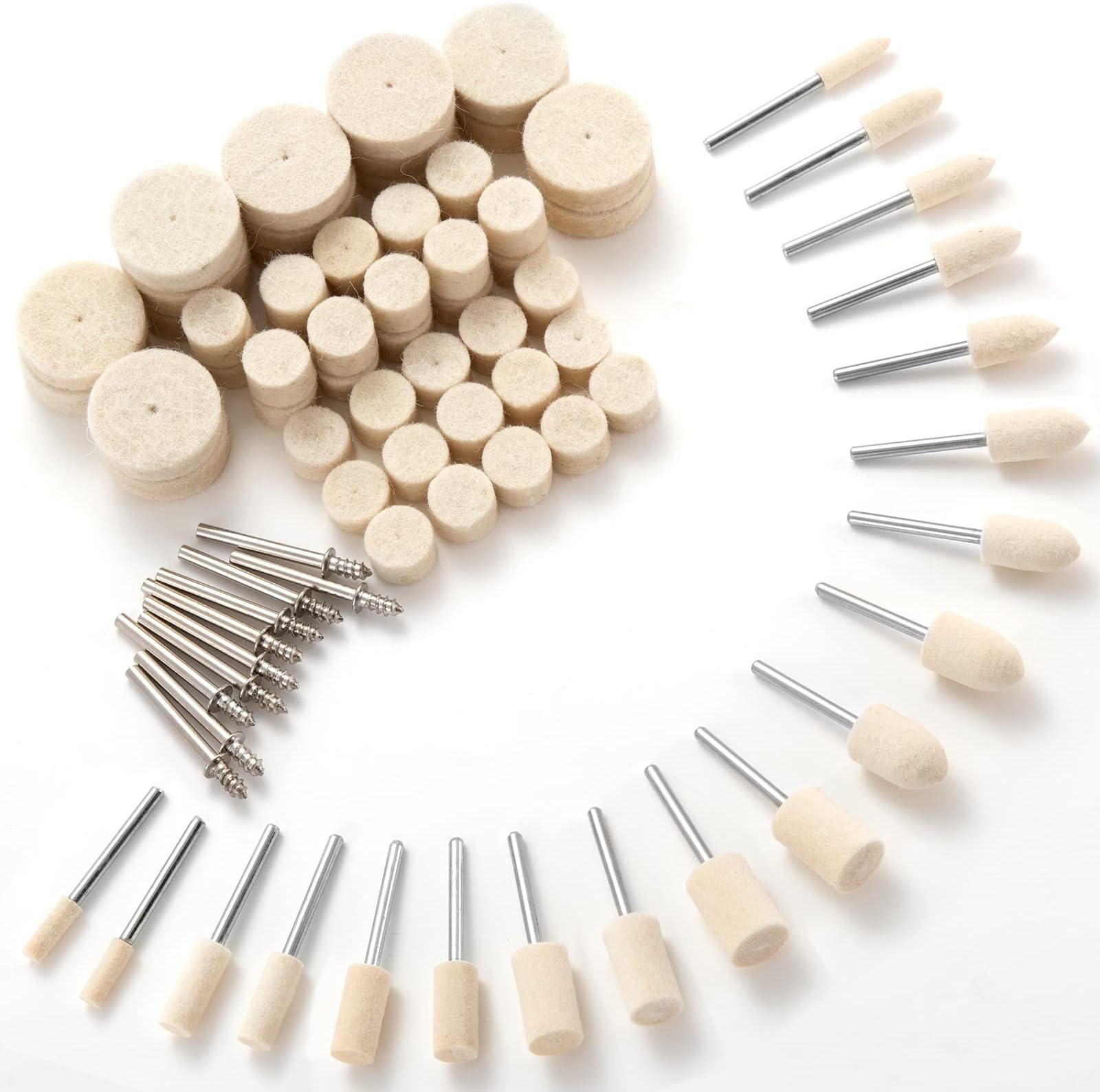 Felt Polishing Buffing Wheel Set for Dremel Rotary Tool - 80Pcs Wool Felt Polishing Pad Wheel with 1/8" Shank, for Watch & Jewelry Polishing Kits