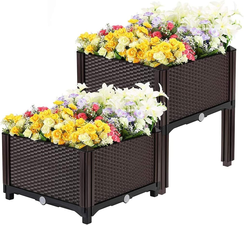 VIVOHOME Elevated Plastic Raised Garden Bed Planter Kit for