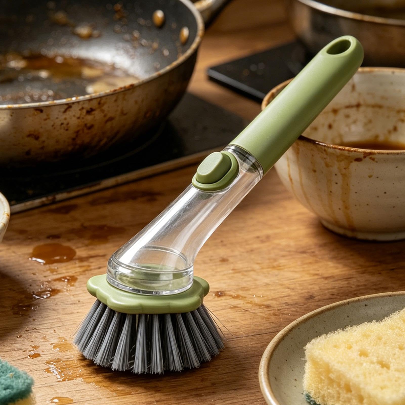 Spazzola per Piatti con Dispenser di Sapone Pulitore manuale antiscivolo | Spazzole da cucina per piatti per Pentole Fornelli Lavelli Padelle Cucina Casa Dormitorio Elettrodomestici