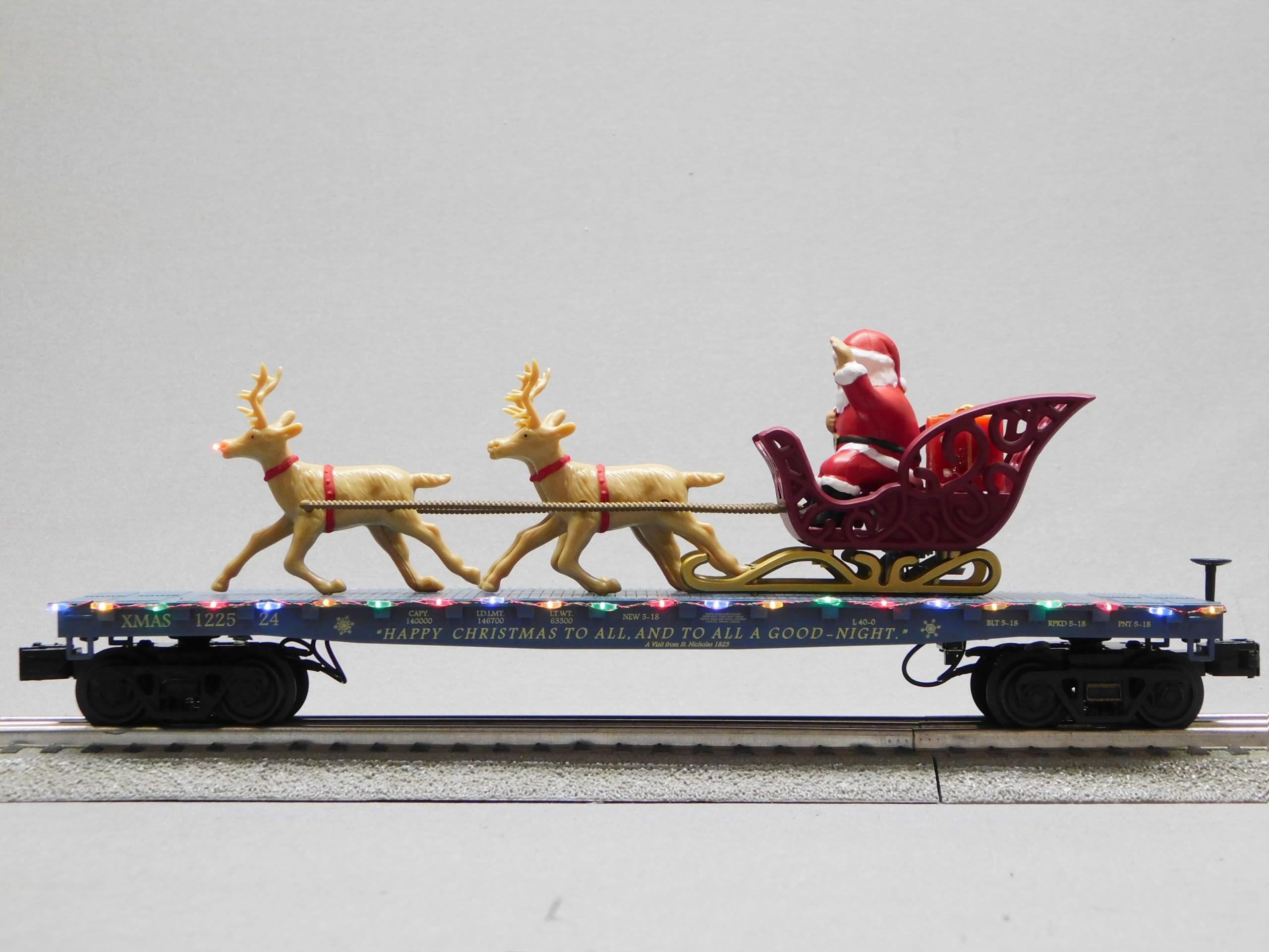 M.T.H. Electric Trains MTH RAILKING North Pole Santa Sleigh & Reindeer (Blue) O Gauge 30-76920