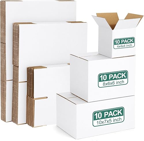 Miniatura 9 de Eupako Paquete de 30 Cajas de Envío Pequeñas de Varios Tamaños, 8"x6"x4" y 9"x6"x4" 15 Piezas Cada Una Cajas Pequeñas, Cajas de Envío de Cartón