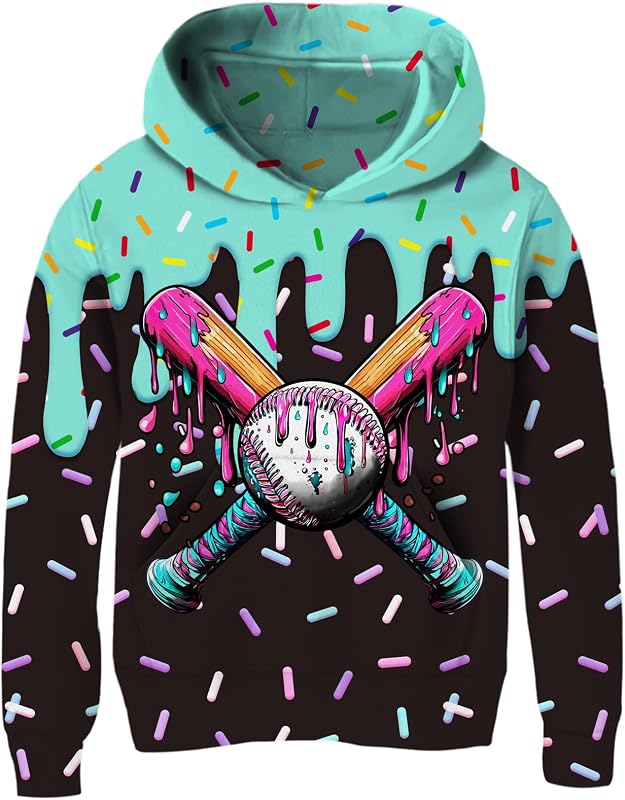 Idgreatim Sudaderas con capucha para niños y niñas Sudaderas con capucha con gráficos 3D para niños talla 6-16 | Ropa con estampado novedoso, forro polar grueso y cálido, bolsillo frontal tipo canguro, trajes para primavera, otoño, invierno, uso diario, escuela