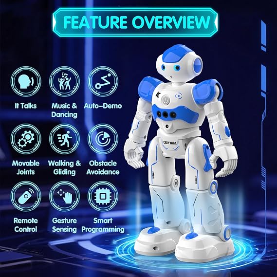 لعبة روبوت Pup Go Smart RC AI للأطفال 3+، مبكرة للأولاد، الغناء والرقص والتفاعل والتحدث والاستشعار عن بعد والتحكم، STEM Educational Autistic (أزرق)