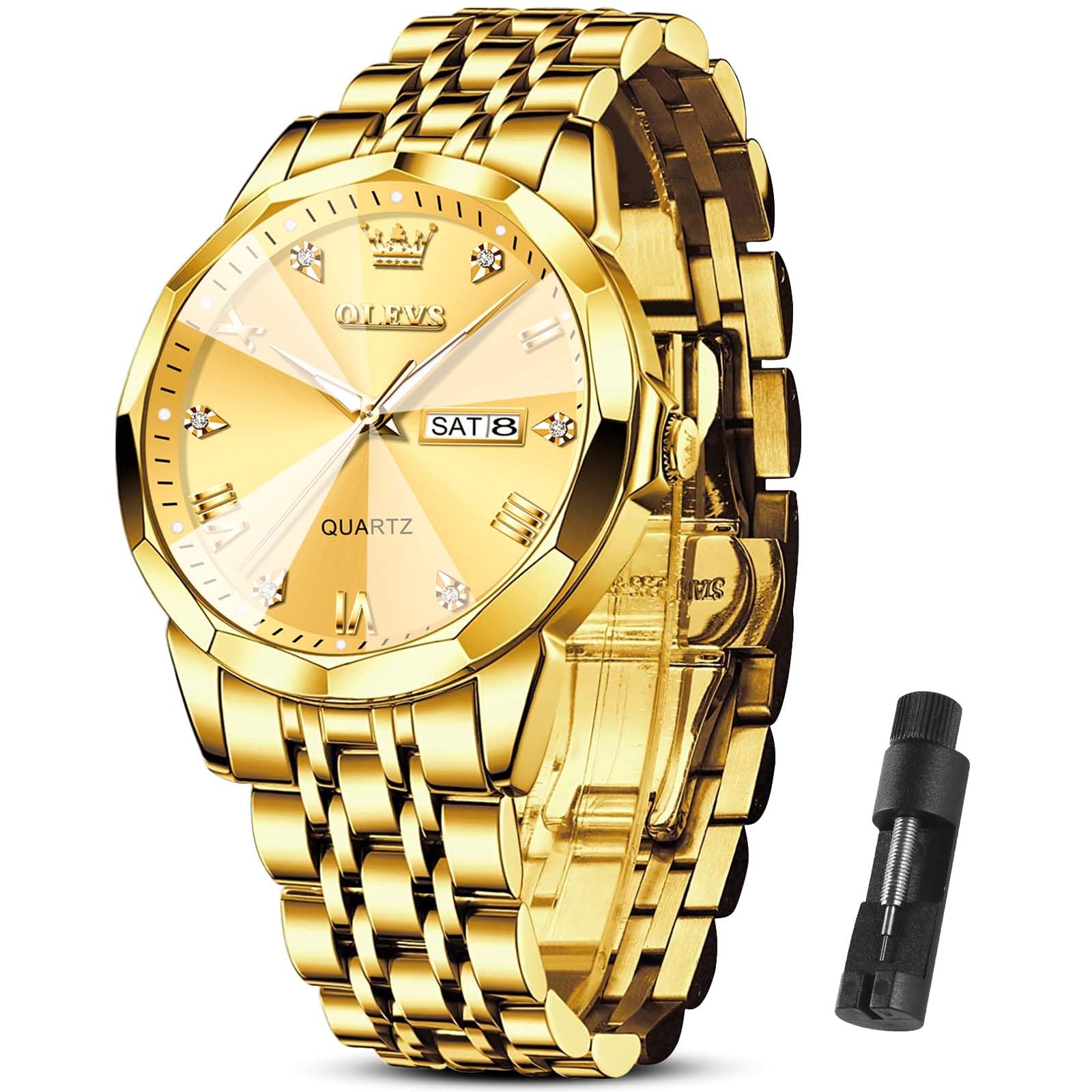 OLEVS Watch Men Luxury Watches for Men （Silver/Gold/Blue/Black）(Diamond/Roman Numeral/Arabic Numeral) Dial Watches Stainless Steel Watch Date Waterproof Dress Casual Reloj